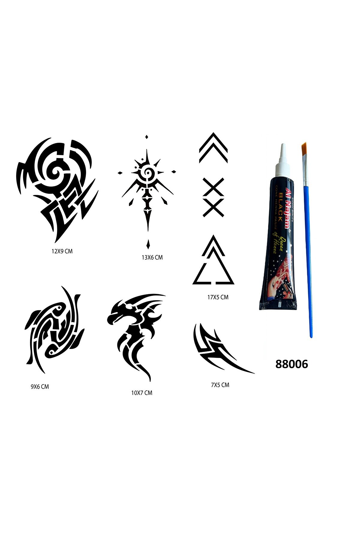 Ai̇rbrush Tattoo Tri̇bal Modeller Hi̇nt Kınasıyla Geçi̇ci̇ Dövme Seti̇