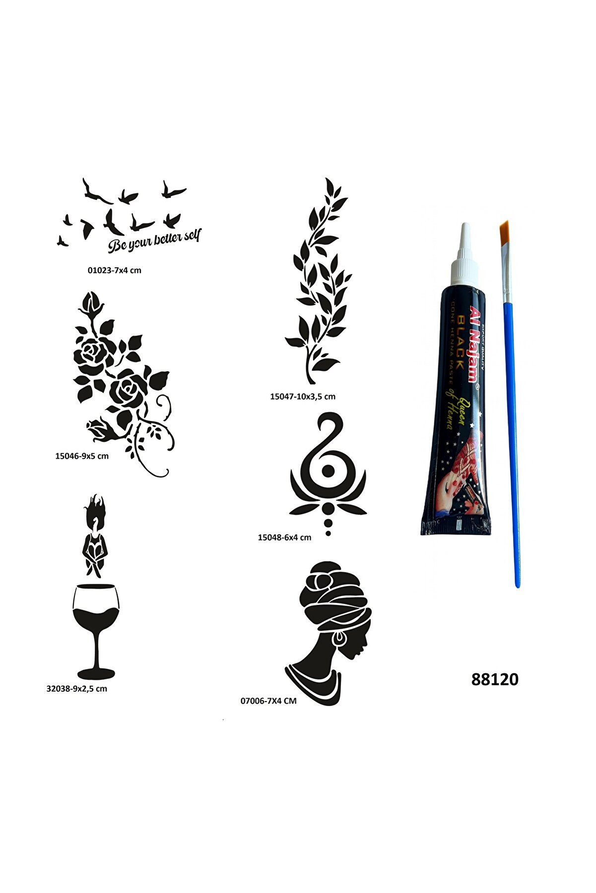 Ai̇rbrush Tattoo Zari̇f Kadınlar Hi̇nt Kınasıyla Geçi̇ci̇ Dövme Yapma Seti̇