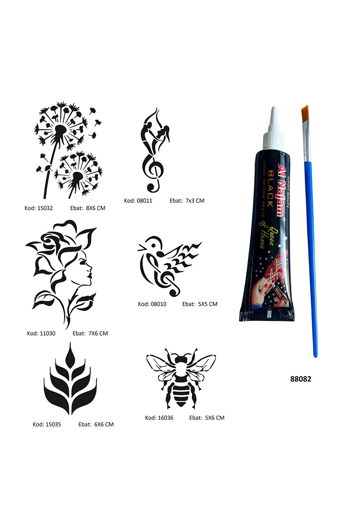 Ai̇rbrush Tattoo Müzi̇k Ve Doğa Tüp Kına Ve Fırça Hedi̇yeli̇ Tattoo Geçi̇ci̇ Dövme Seti̇