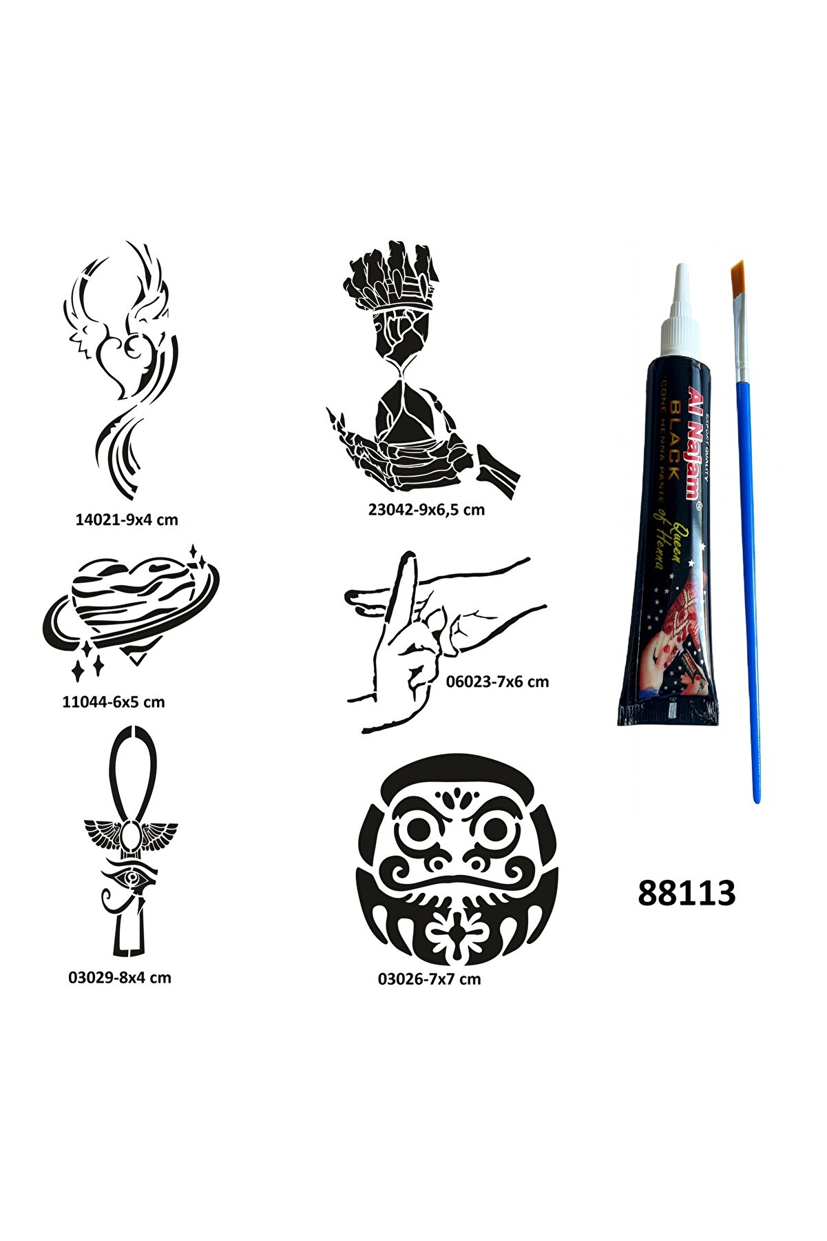 Ai̇rbrush Tattoo Mi̇sti̇k Zaman Geçi̇ci̇ Dövme Yapma Seti̇ Si̇yah Kına Ve Fırça Hedi̇yeli̇