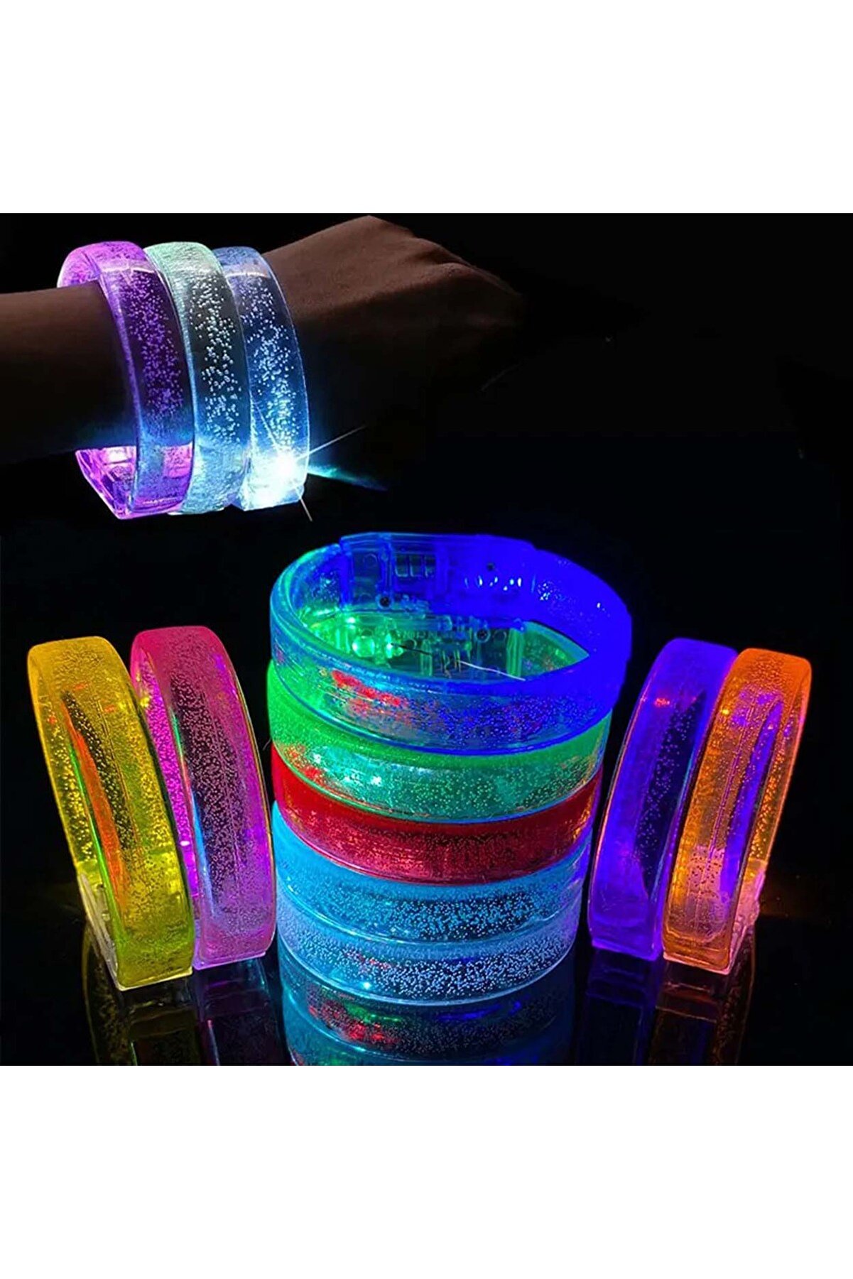 Go İthalat Turuncu Led Işıklı Baskı Yapılabi̇len Pi̇lli̇ Bi̇lekli̇k Bi̇lezi̇k 1,5 Cm Geni̇şli̇k (5258)