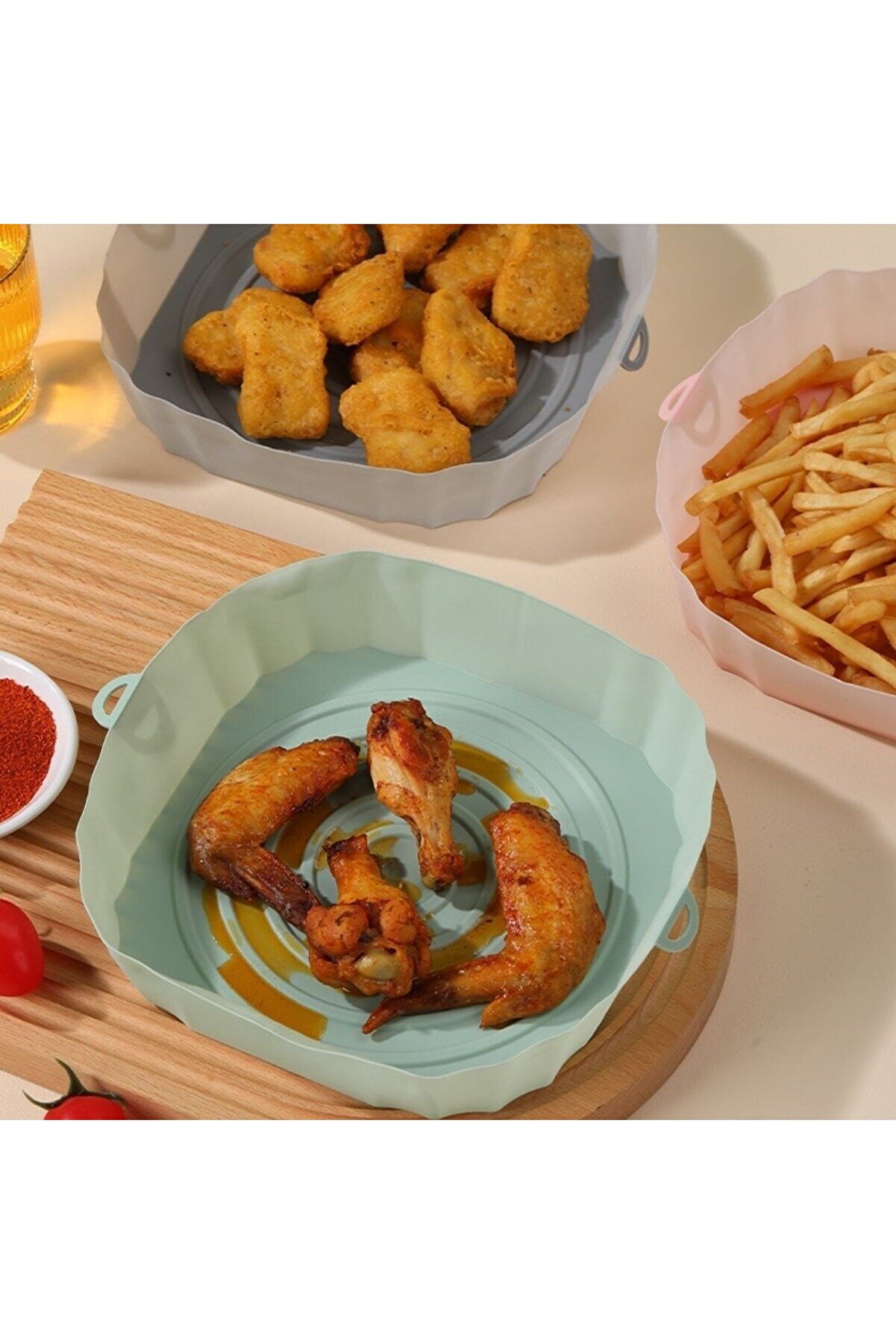 Go İthalat Renkli̇ Isıya Dayanıklı Yıkanılabi̇li̇r Si̇li̇kon Fırın Ve Ai̇rfryer Kare Model Pi̇şi̇rme Matı 20 Cm (5258)