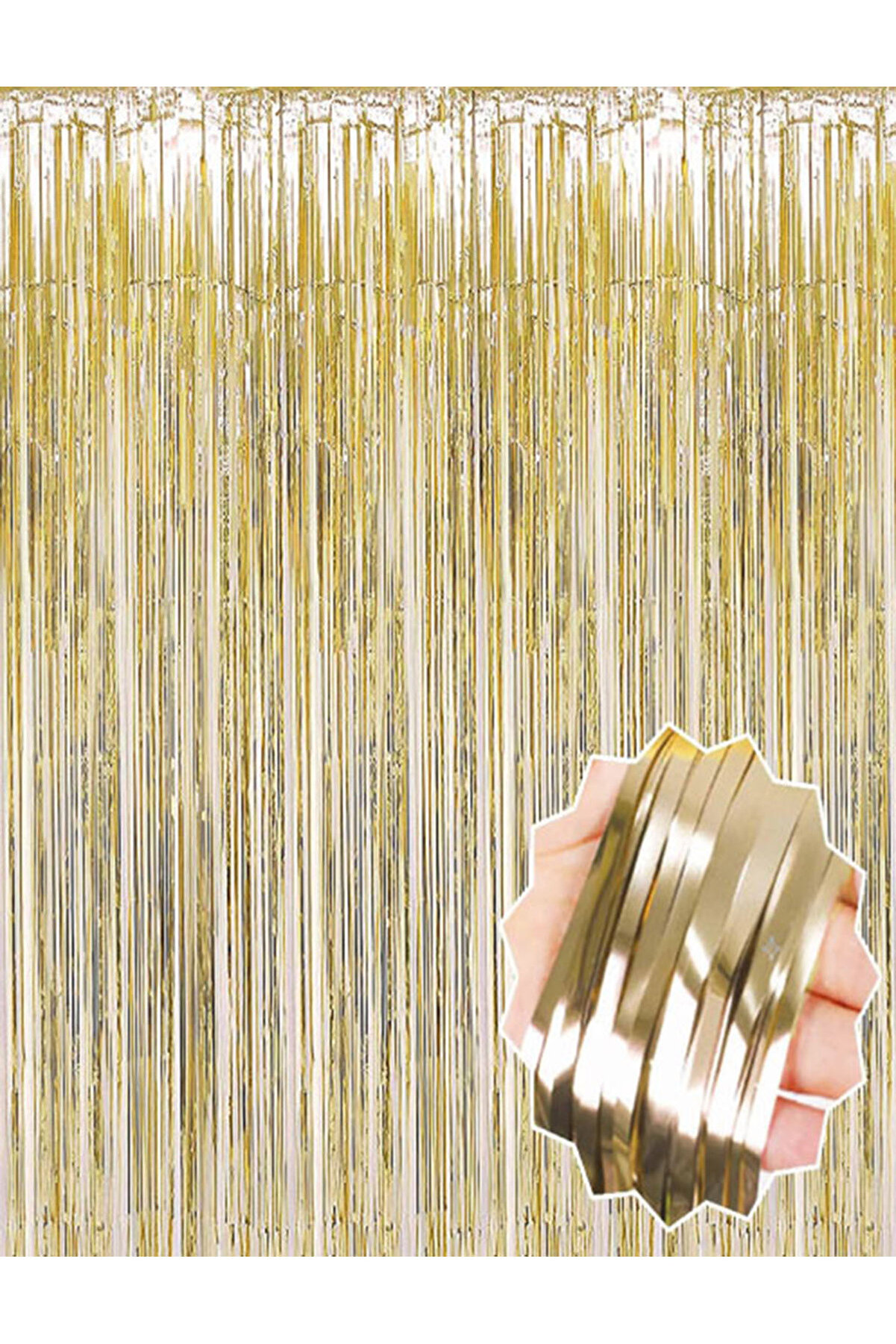 Go İthalat Mat Altın P&uuml;sk&uuml;ll&uuml; Kapı Perdesi̇ - Parti̇, Bekarlığa Veda, Doğum G&uuml;n&uuml; 1X2 M (5258)