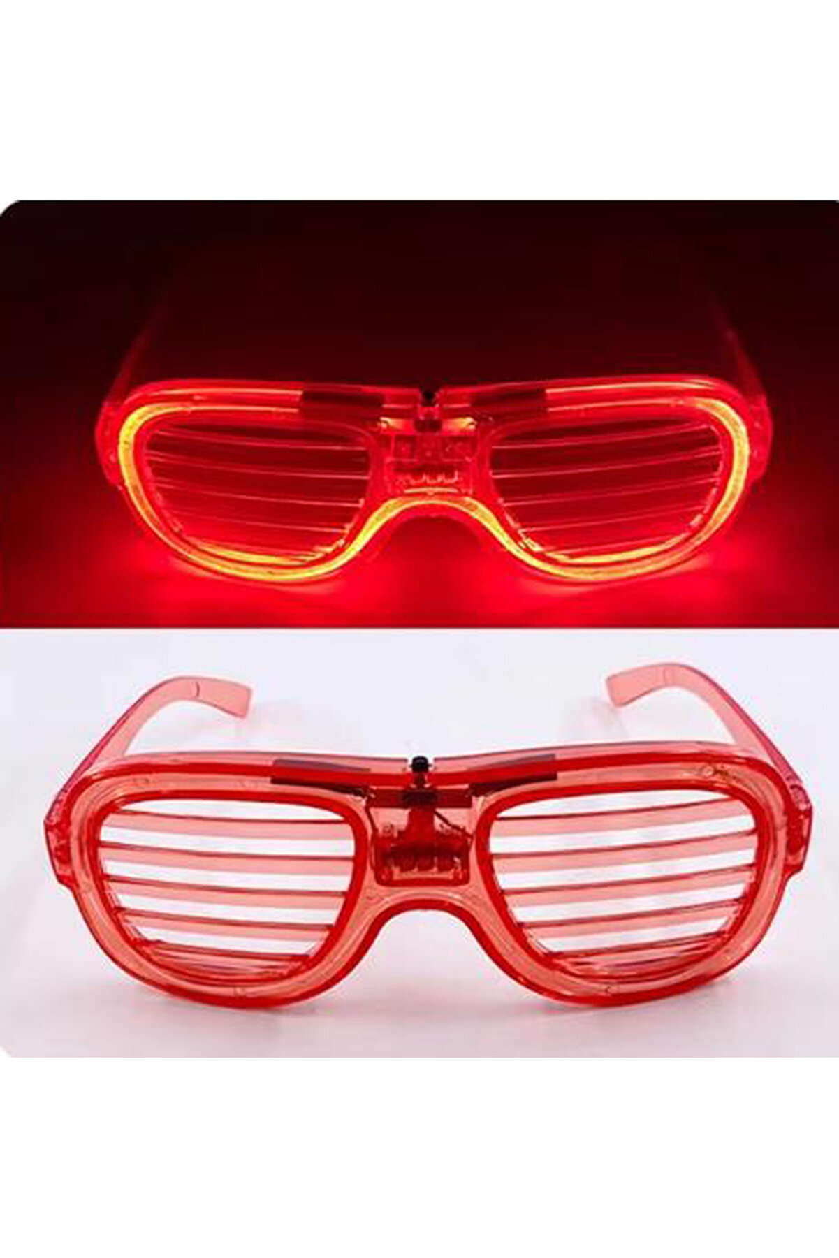 Go İthalat Kırmızı Led Işıklı Parti̇ G&ouml;zl&uuml;ğ&uuml; - Neon Glow Şeri̇t G&ouml;zl&uuml;k 3 Modlu (5258)