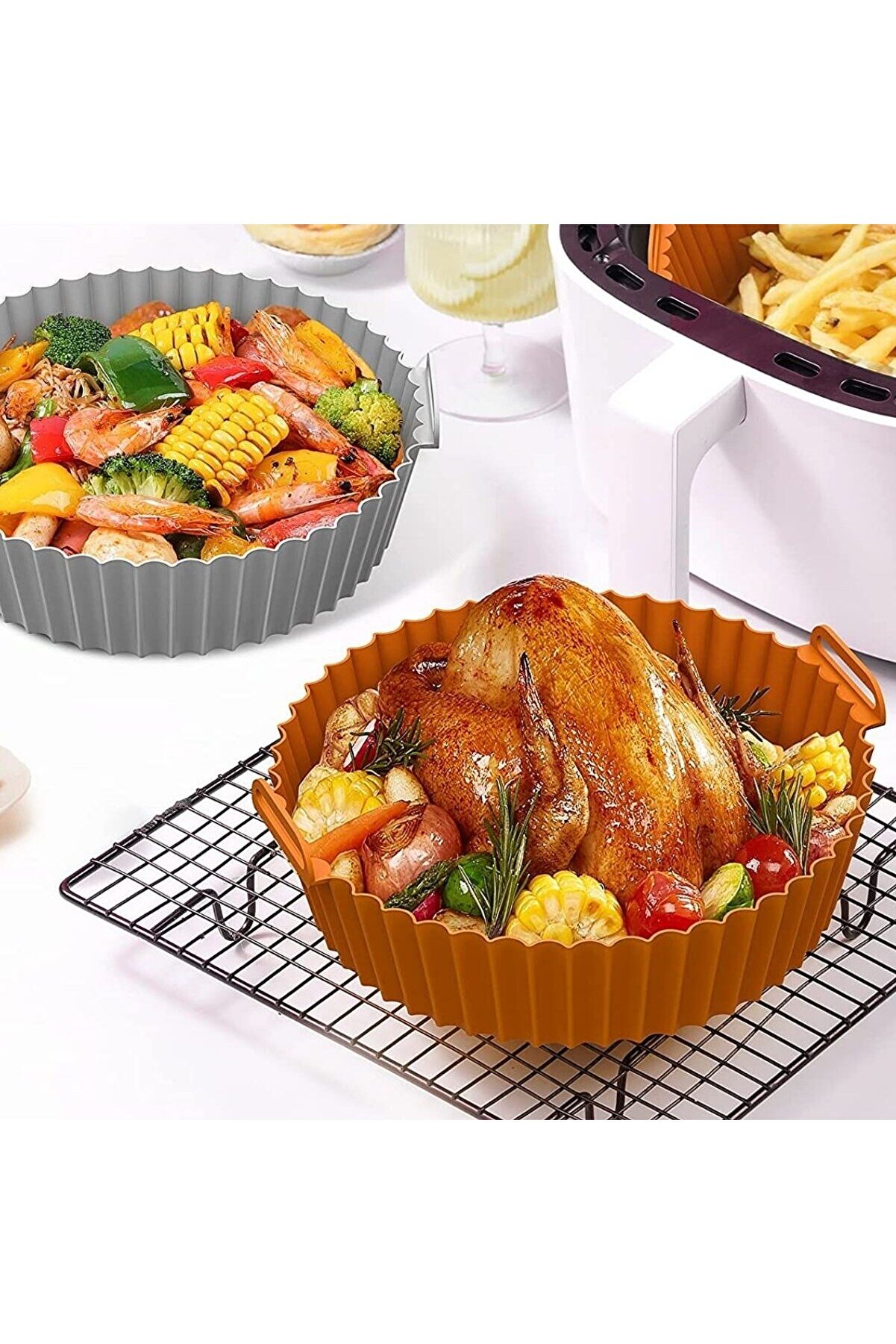 Go İthalat Renkli̇ Isıya Dayanıklı Yıkanılabi̇li̇r Si̇li̇kon Fırın Ve Ai̇rfryer Yuvarlak Model Pi̇şi̇rme Matı