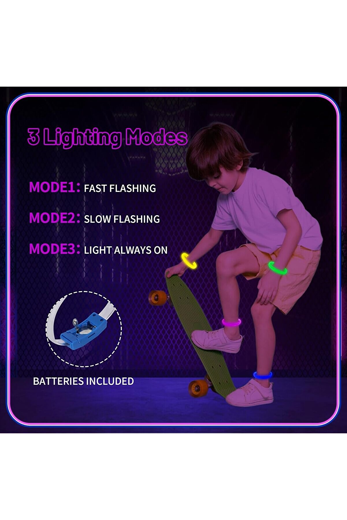 Go İthalat Festi̇val & Parti̇ Led Bi̇lekli̇k Baskı Yapılabi̇li̇r 3 Farklı Mod Işıklı 1 Adet (5258)