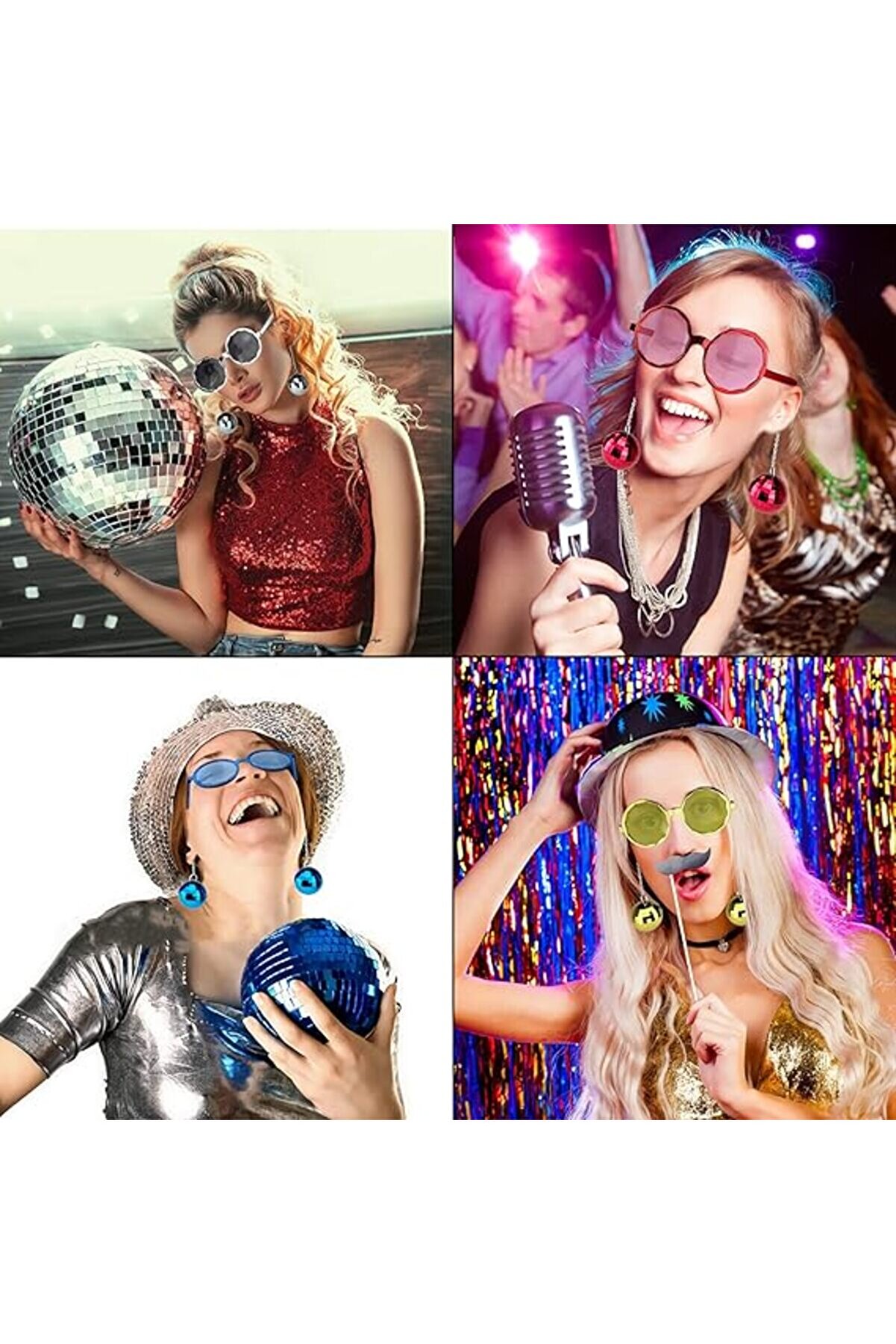 Go İthalat Sallanan Di̇sko Top K&uuml;peli̇ G&ouml;zl&uuml;k Retro Hawai̇i̇ 5 Renk 6 Adet (5258)