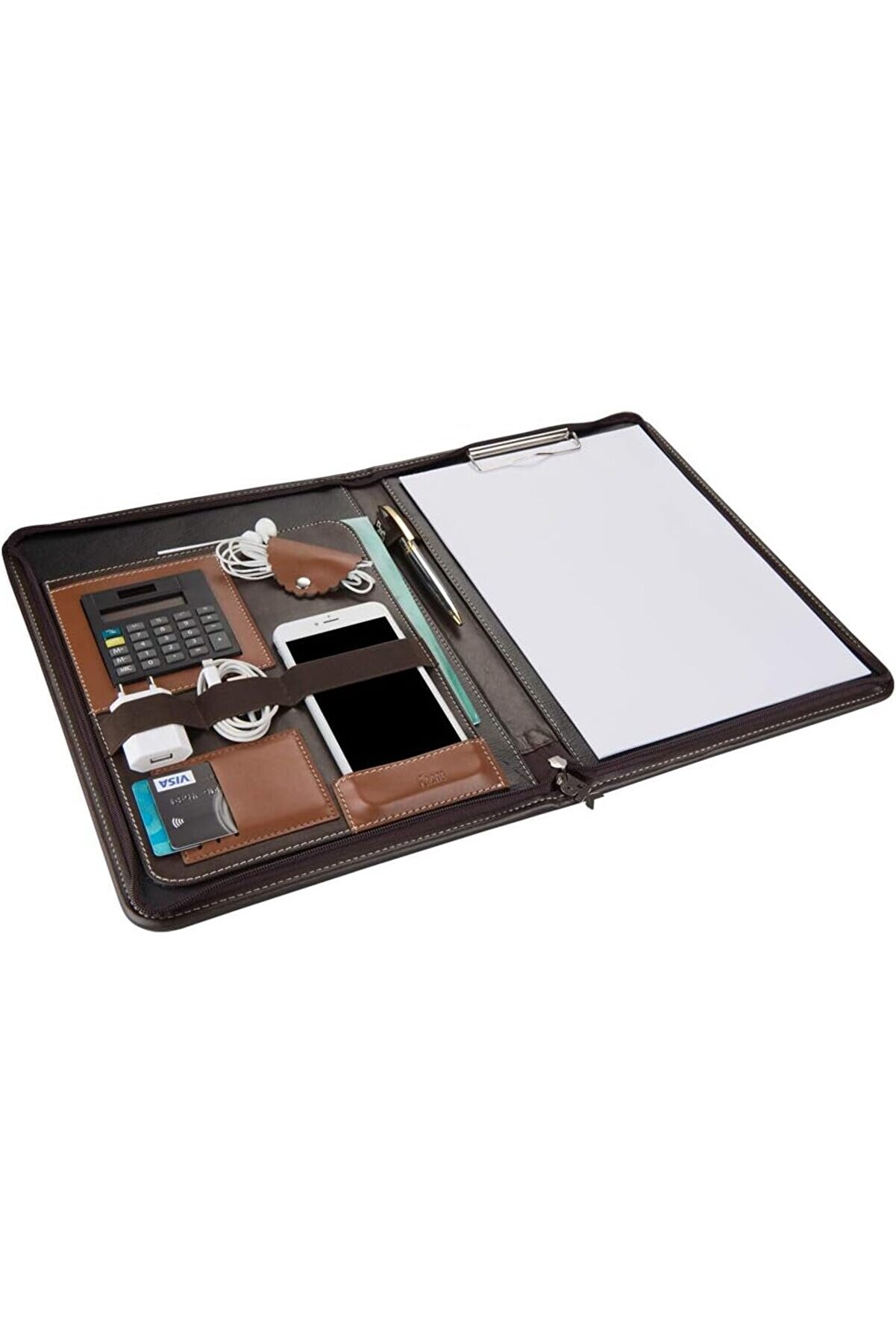 STOREMAX aclyashop 9001 Sekreterlik A4 Deri Telefon Kılıflı El Portf&ouml;y&uuml; Sekreter Notluğu Hesap Makineli Fermu