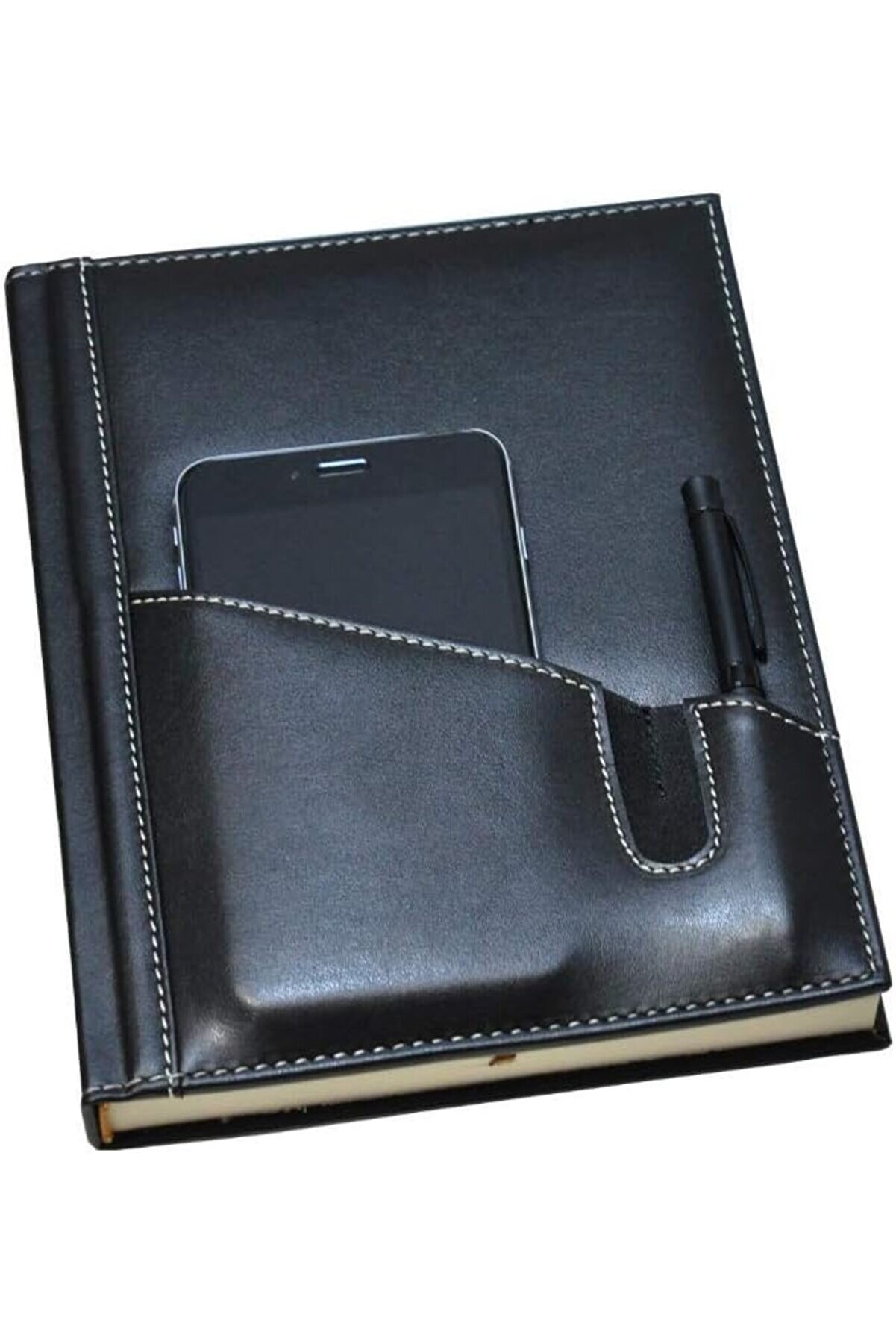 STOREMAX lvnshop 5461 Ajanda/Defter Tarihsiz 17 x 24 &Ccedil;izgili 160 Yaprak Ivory Kağıt Telefon Kılıflı, Siyah 2