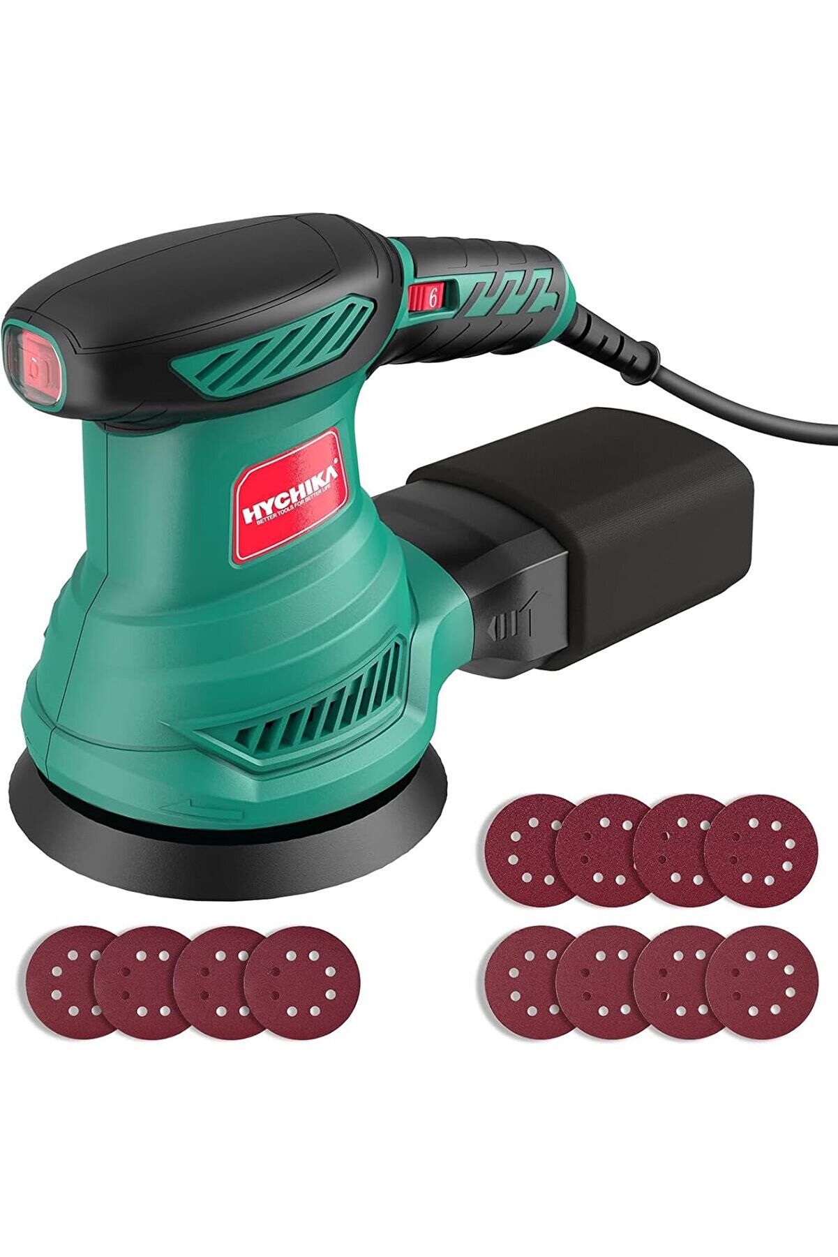 STOREMAX lvnshop FOR LIFE 300W Zımpara Makinesi, Elektrikli Zımpara Makinesi 6 Hız 13000RPM, 12 ADET 125mm Zı