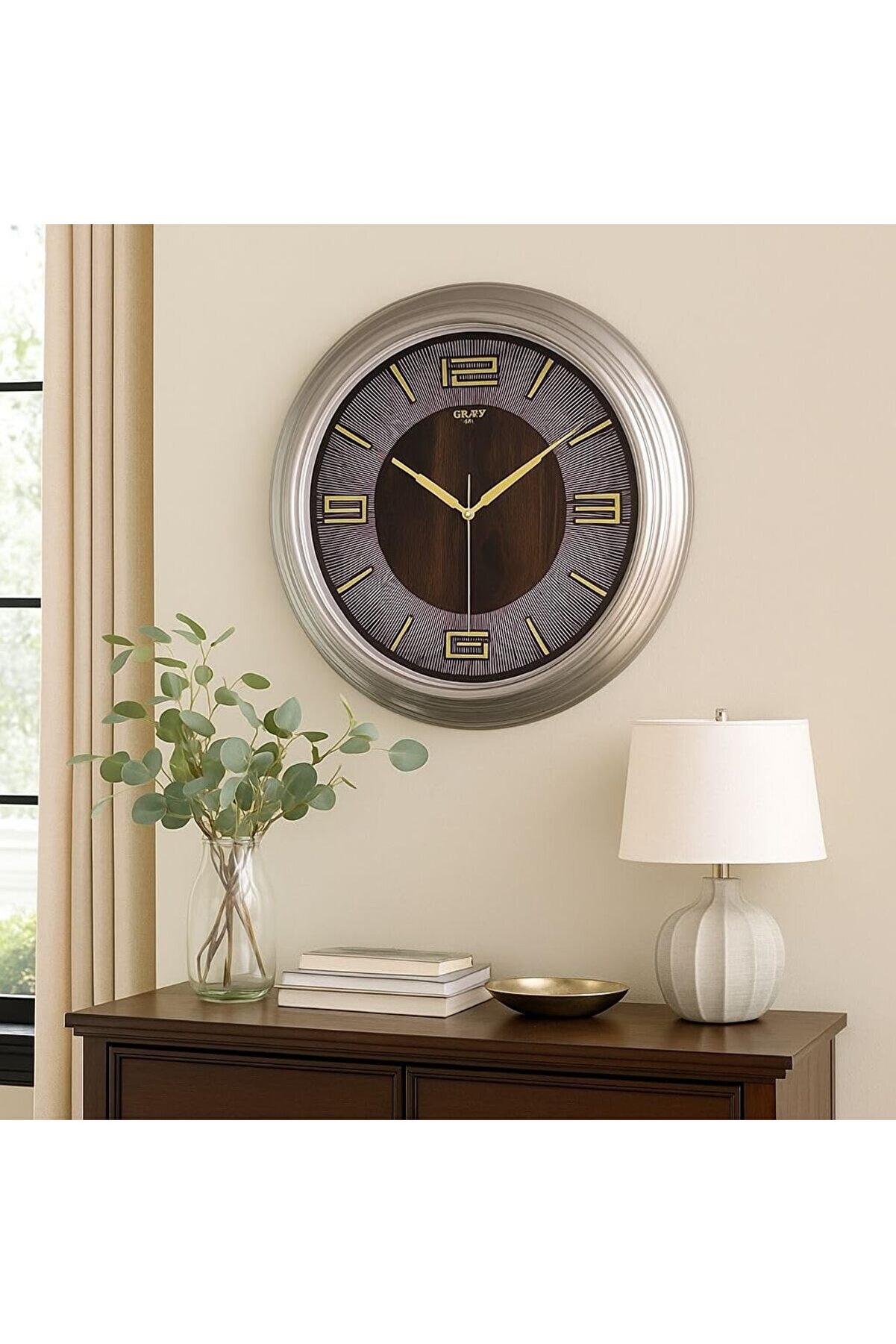 STOREMAX PRStoRe Premium Serisi Klasik Tasarım Sessiz Mekanizma Latin Rakamlı 55 cm Duvar Saati Kahve Store