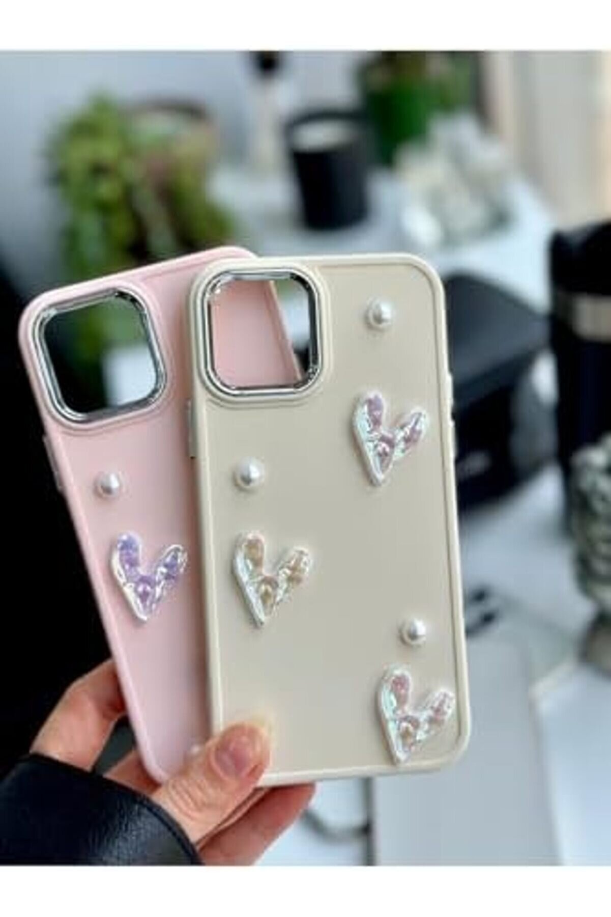 Prstore Aksesuar Iphone 12 Ve 12 Pro Uyumlu Taş Kalp Tasarım Oyuncaklı Esnek Si̇li̇kon Kılıf - Pe