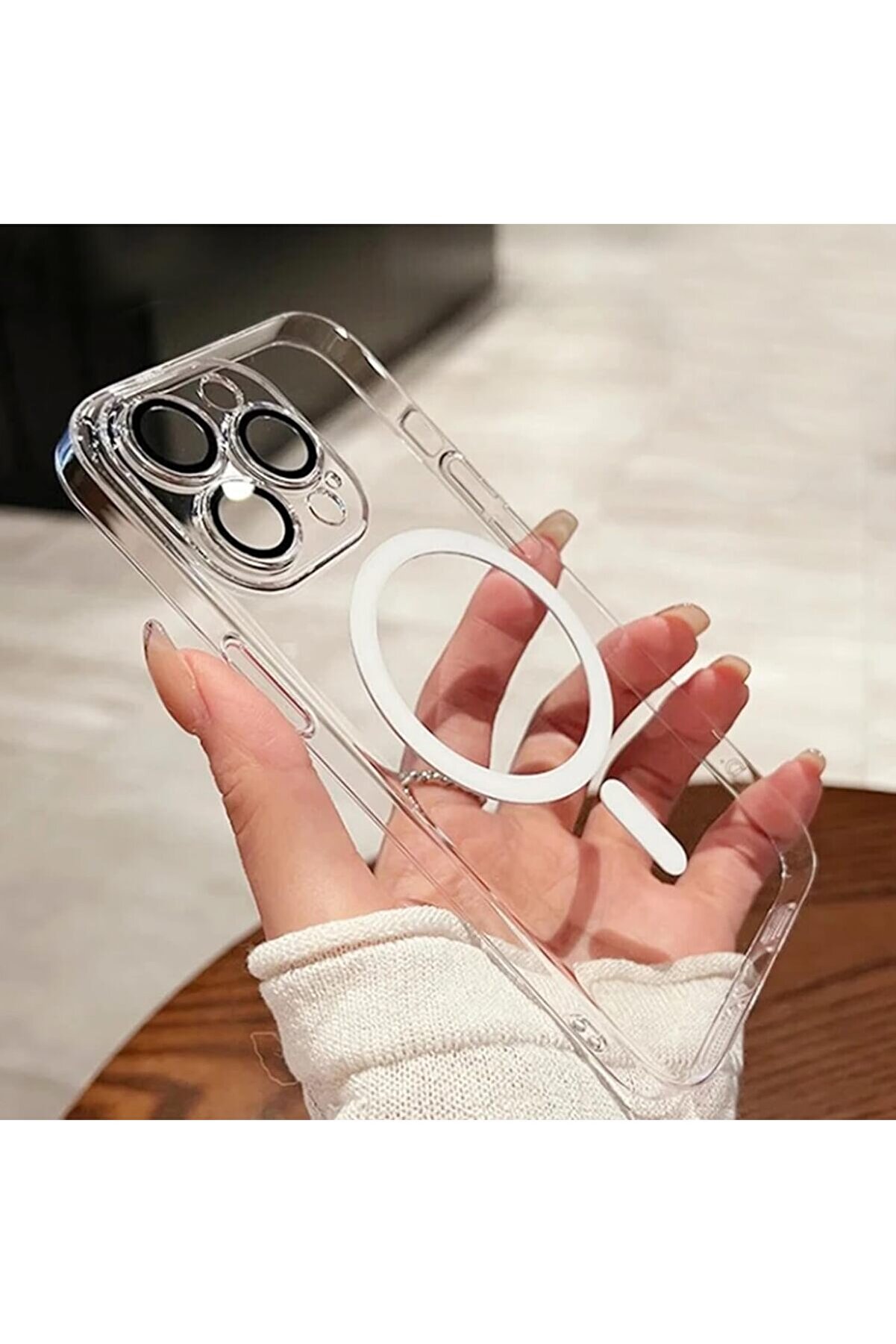 STOREMAX aclyashop 14 Pro ile uyumlu Kılıf Crystal Clear ile uyumlu Şarj &Ouml;zellikli, Hissiyat, Slot ve Tuşlara