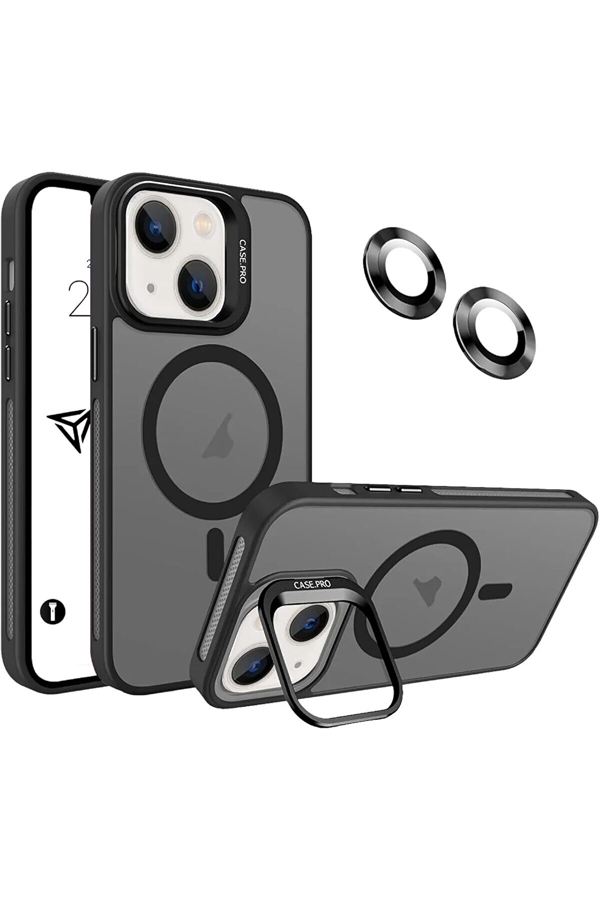 STOREMAX lvnshop için Kılıf Kamera Korumalı Şarj Özellikli Mat Şeffaf Renkli Kılıf (Lens Hediyeli) (Siyah, 13