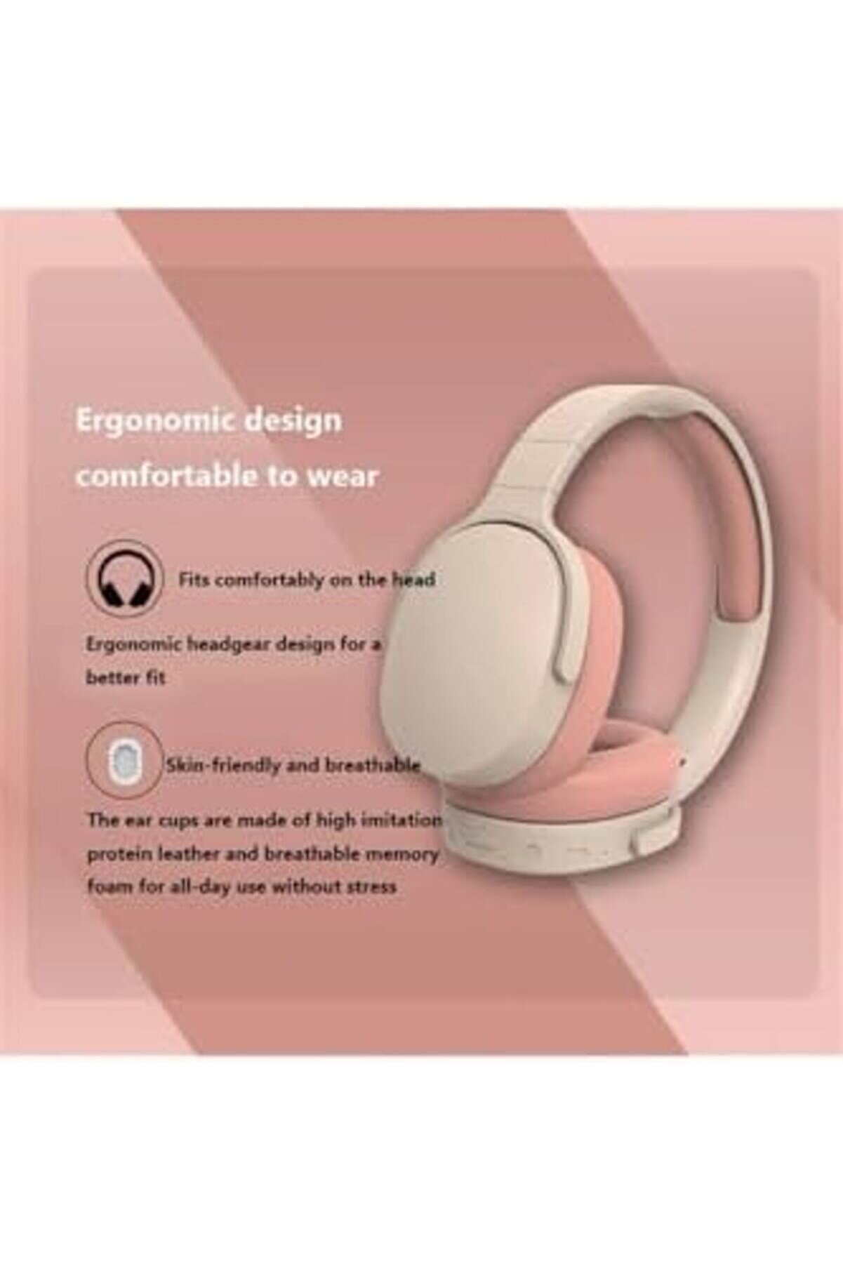 Polysi̇ght Kafa Üstü Kulaklık - Bej Renk, Uzun Pi̇l Ömrü Ve Yüksek Ses Kali̇tesi̇,Bej,100 Saat Bekleme S