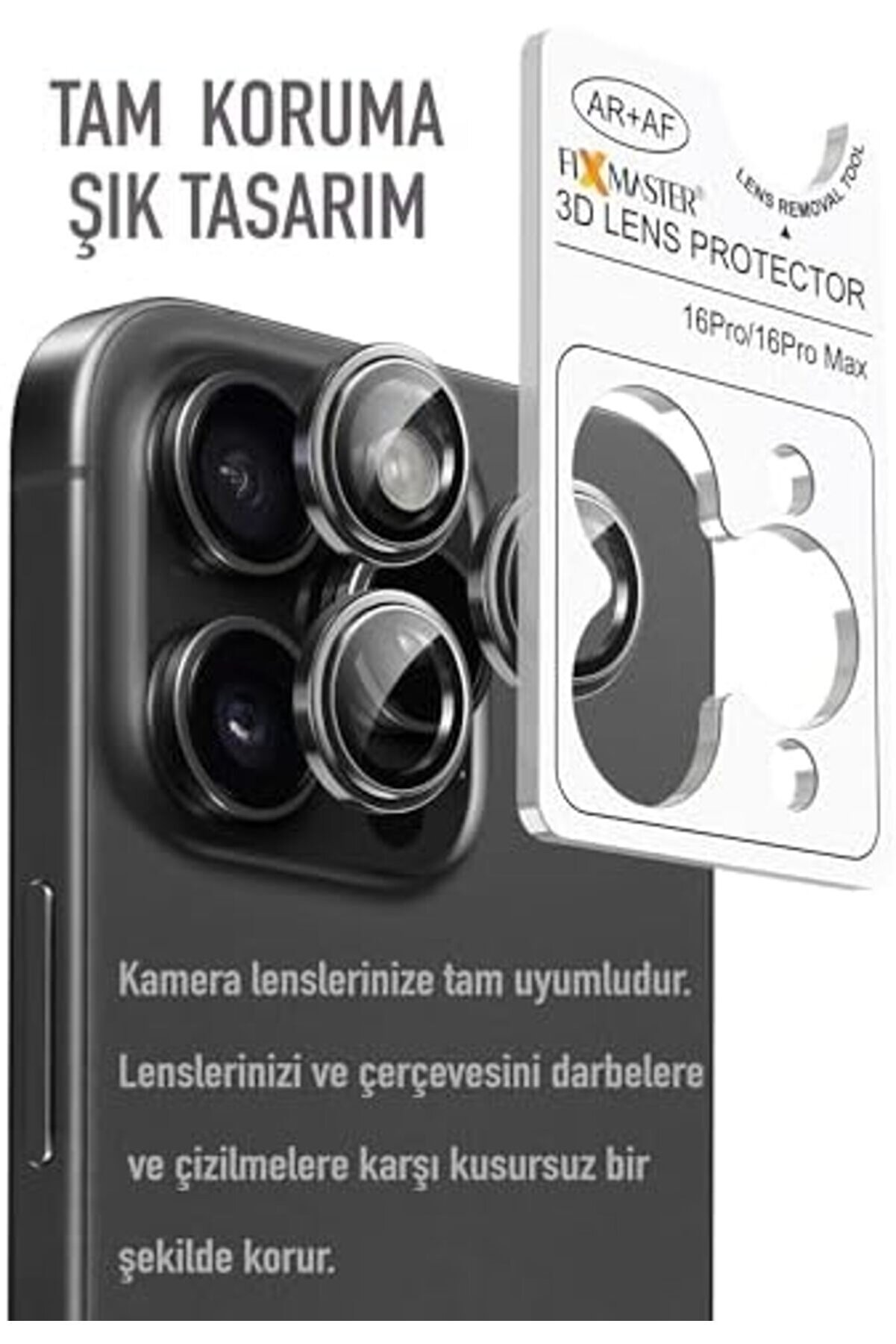 Lvnshop 15 Pro - 15 Pro Max Uyumlu (Mavi̇ Ti̇tanyum) Kamera Lens, Kurulum, Alaşımlı Çerçeve, Darbelere