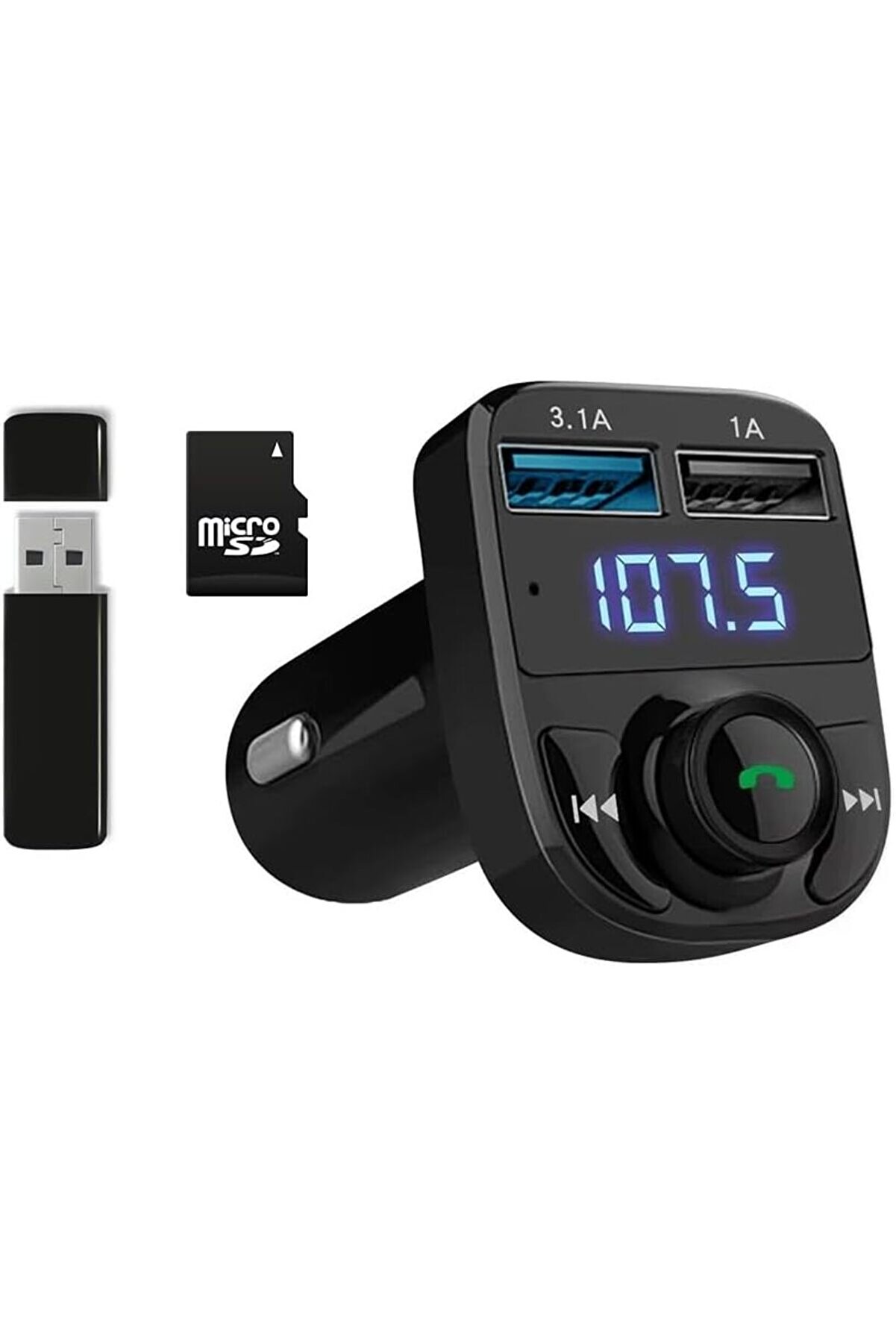 STOREMAX TknszrShop Otomatik Frekans Tanımalı Parazit Yok FM Radyo Transmitter 3.1A Hızlı Şarj Micro SD