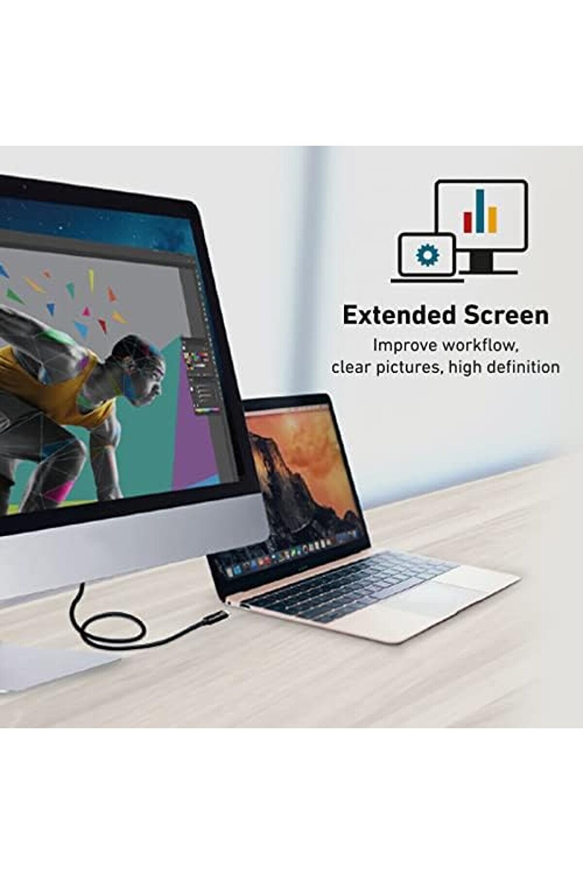 Snshop Vi̇deo Adaptör Kablosu, Altın Kaplama Usb-C - Hdmı Bağlantıları, Akıllı Telefonlar, Pc 