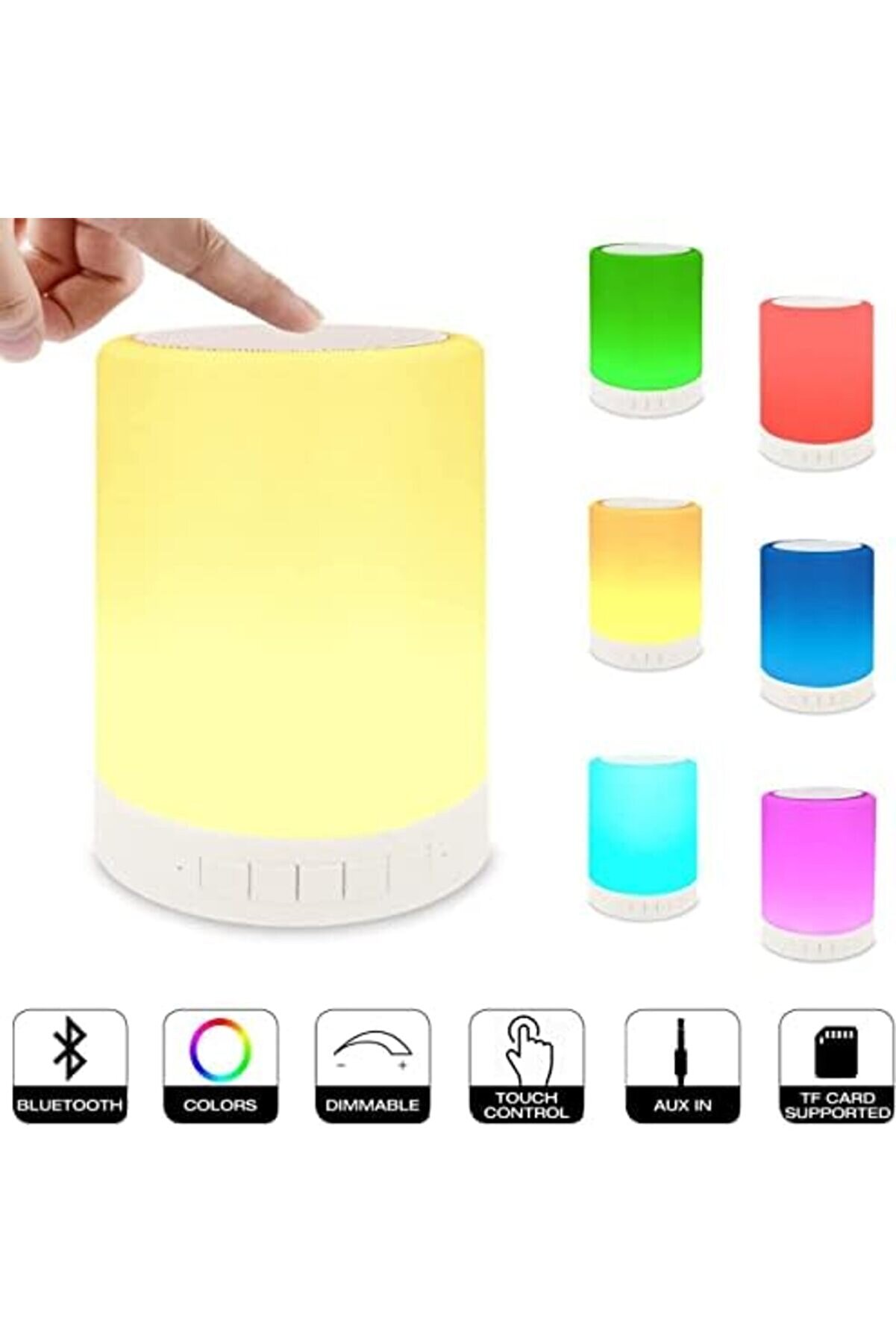 Lvnshop Gece Lambası Dokunmati̇k Lamba Renkli̇ Led Işık Hoparlör Usb Şarj Kablosuz Speaker 224120