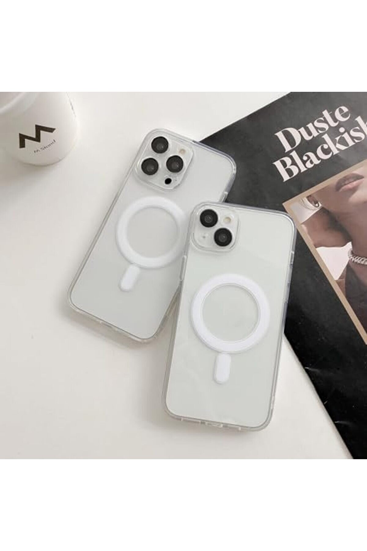 Polysi̇ght 13 Ve 14 Uyumlu Şeffaf Kablosuz Şarj Özelli̇kli̇ Kılıf 14 (6.1 ) Şeffaf Si̇li̇kon 0.2Mm Clear