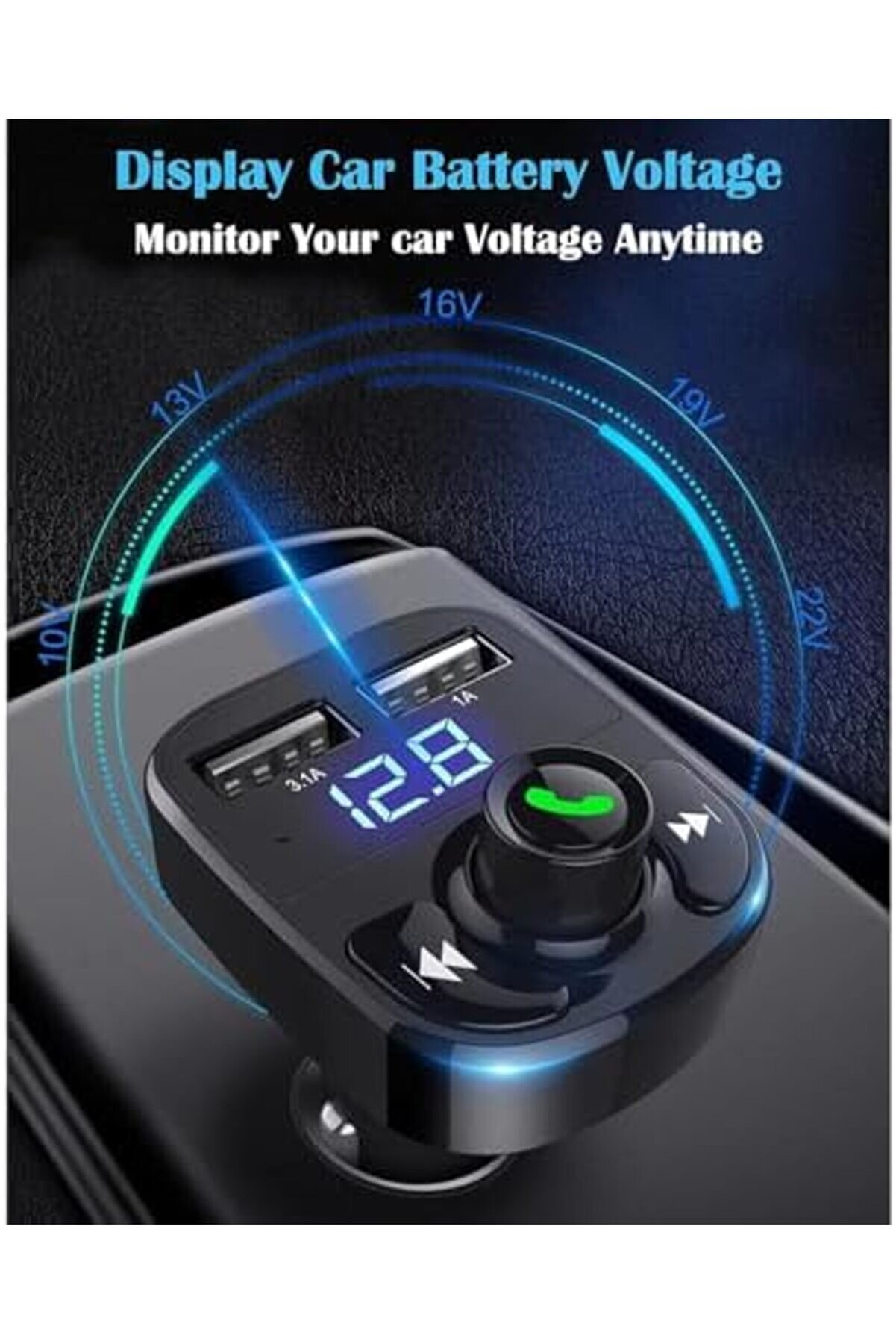 Tknszrshop Otomati̇k Frekans Tanımalı Parazi̇t Yok Fm Radyo Transmi̇tter 3.1A Hızlı Şarj Mi̇cro Sd