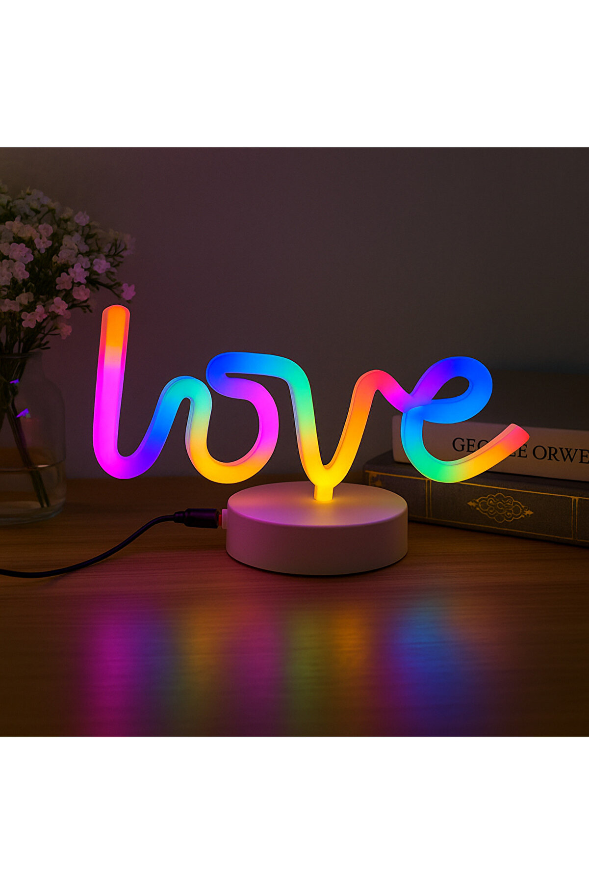 Neon Işıklı Love Masa Lambası – Rgb Renkli̇ Gece Lambası Usb + Pi̇lli̇