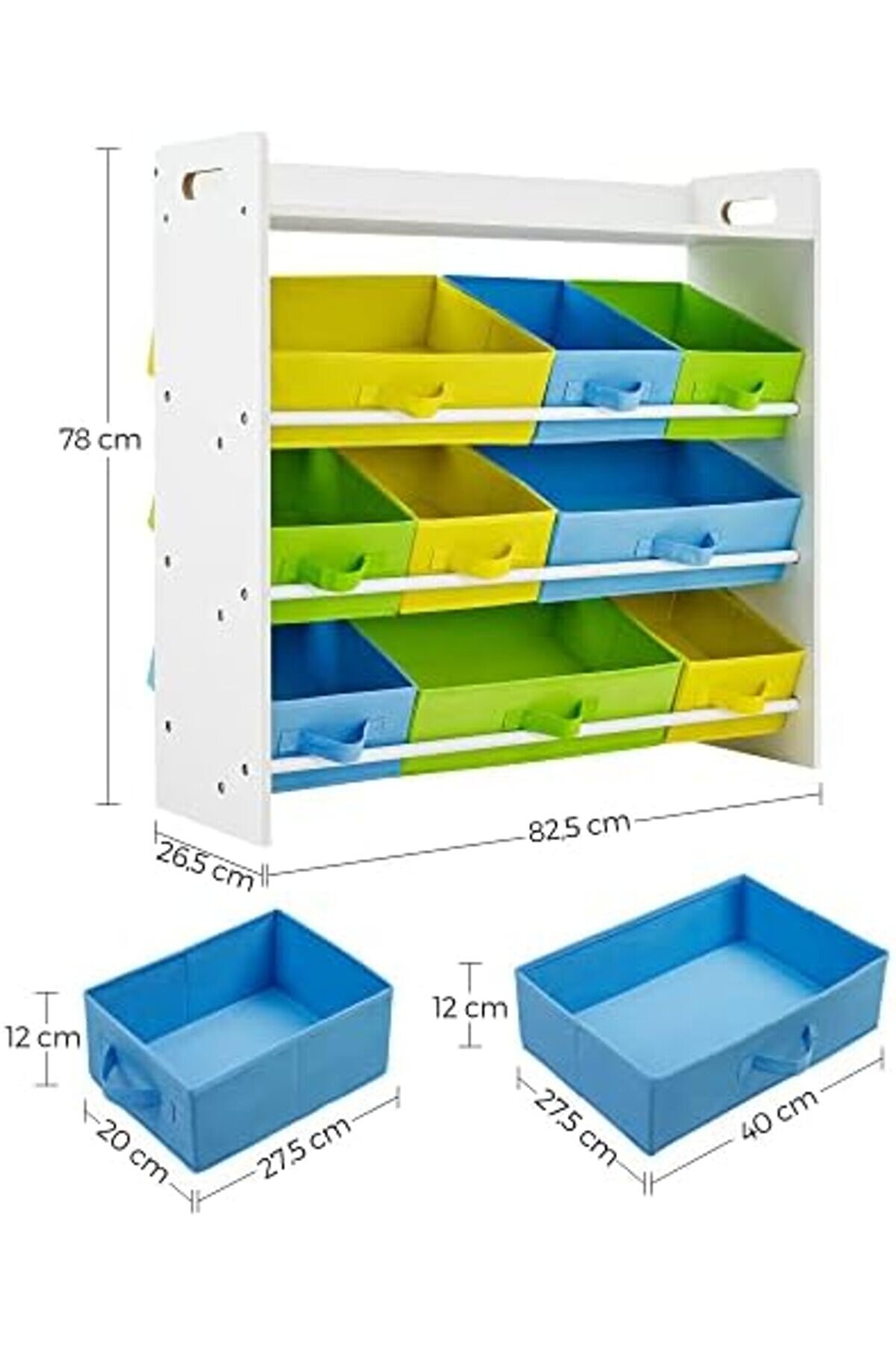 Lvnshop Çocuk Odası Rafı, 9 Polar Sepetli̇ Oyuncak Düzenleyi̇ci̇, Çocuk Odası Içi̇n Oyuncak Ve Ki̇taplık,