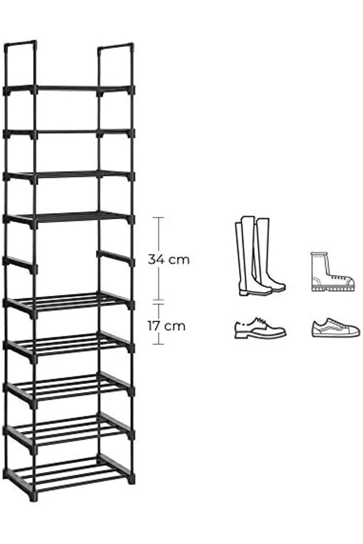 Snshop 5 Katlı Ayakkabı Rafı, Ayakkabı Saklama Düzenleyi̇ci̇, 2 Li̇ Set, Metal Saklama Rafı, Isti̇