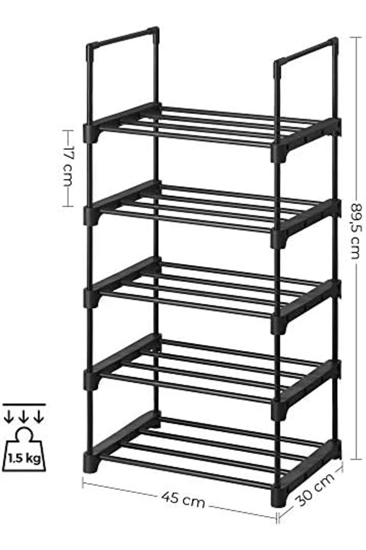 Snshop 5 Katlı Ayakkabı Rafı, Ayakkabı Saklama Düzenleyi̇ci̇, 2 Li̇ Set, Metal Saklama Rafı, Isti̇