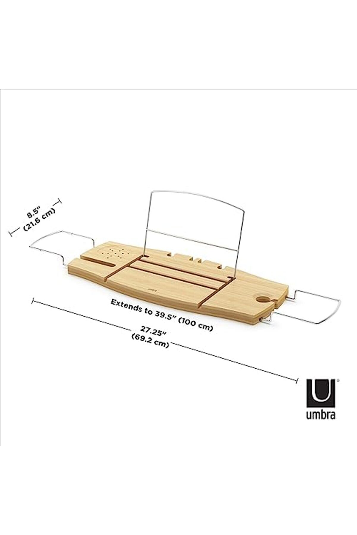 Brfshop 020390 - 390 Aquala Badcaddy, Küvet Üzeri̇ne Koyulan Tezgah, Ki̇tap Desteği̇ Ve Bardak Tutuc