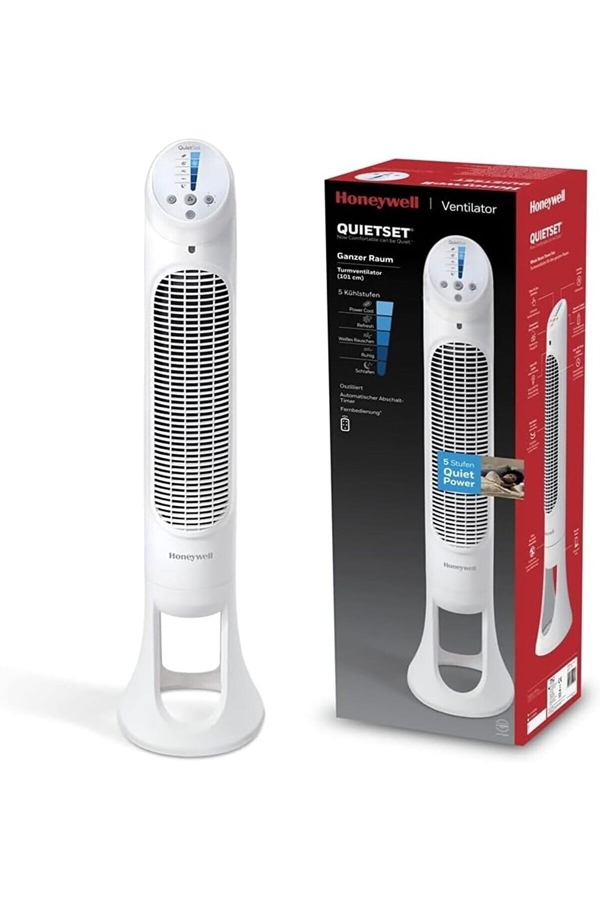 STOREMAX snShop QuietSet HYF260 Tüm Oda İçin Salınımlı Kule Vantilatör, 5 Hız Ayarı, 80 Derece Salı