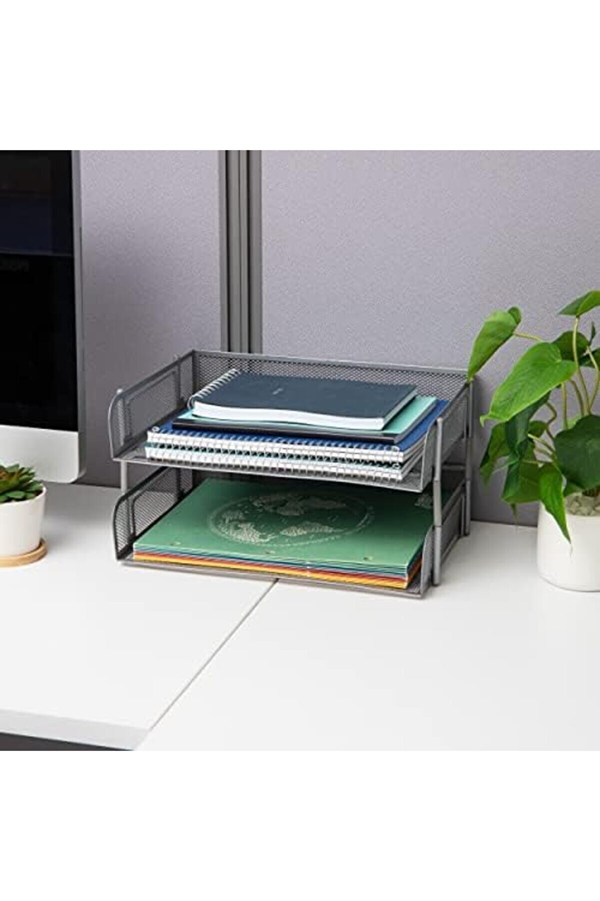 Moyshops Reader 2-Sıl 2 Adet İsti̇flenebi̇li̇r Mektup Tepsi̇si̇, Masa, Belge Tutucu, Dergi̇ Depolama, Mas