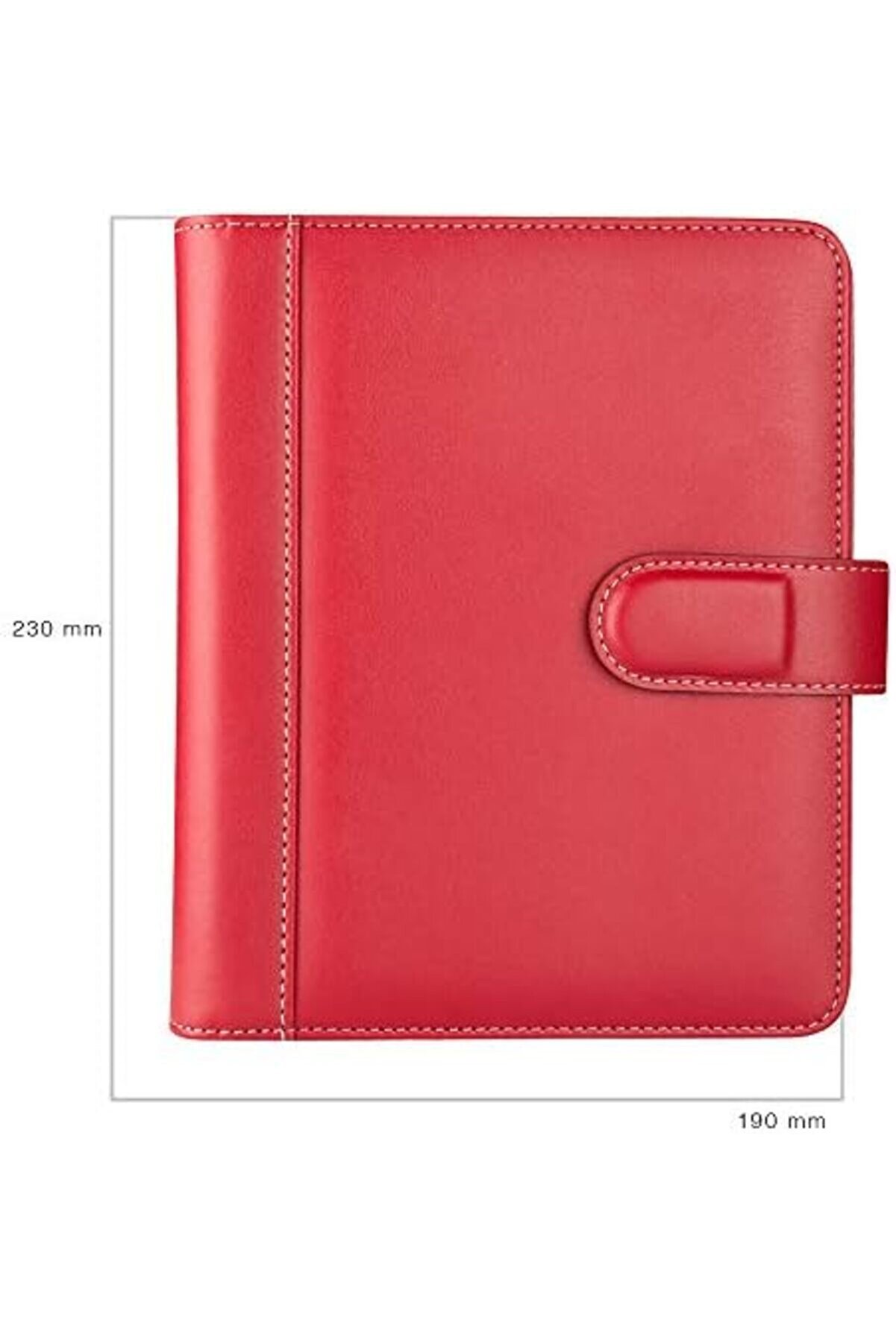 Aclyashop 2025 Ajanda Deri̇ Mıknatıs Kapaklı 4 Halka Mekani̇zmalı Organi̇zer, Kırmızı, 20X23X4 Cm. Newd