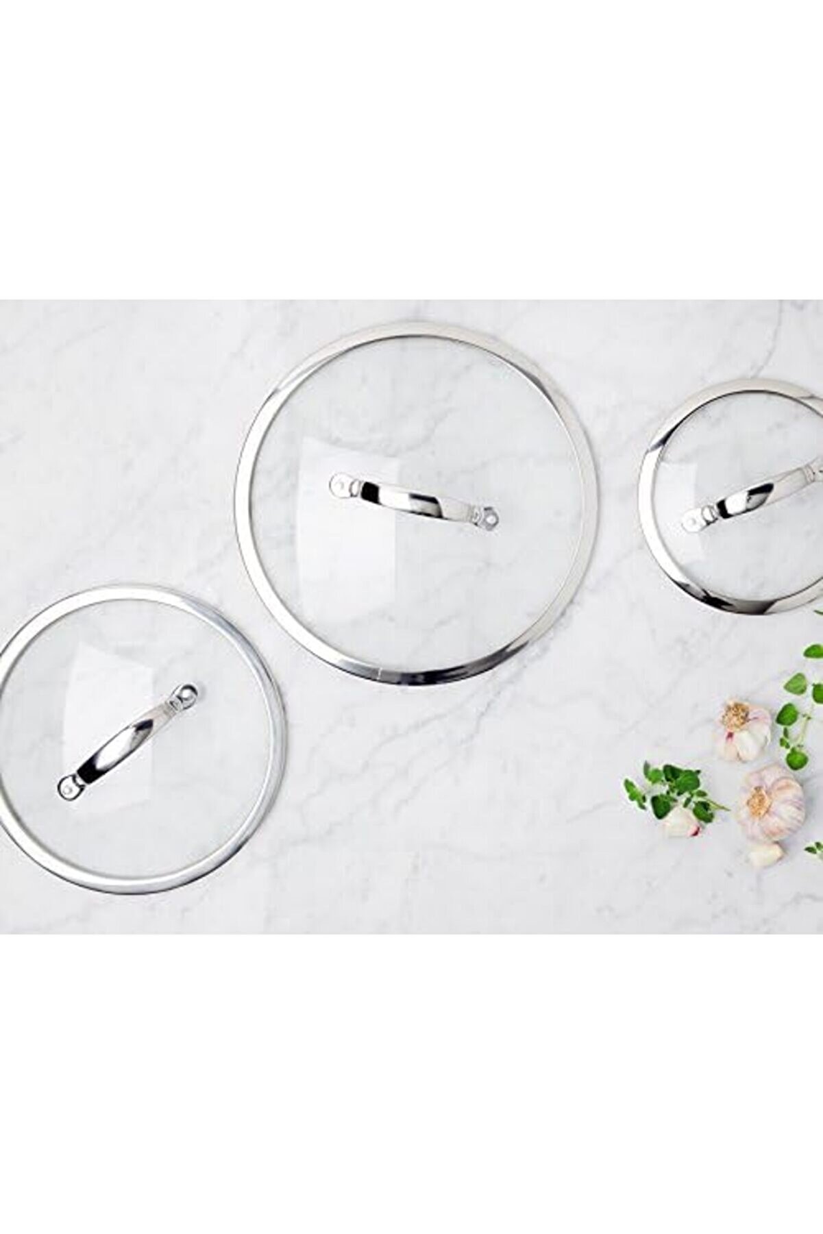 Vegashop Evrensel Cam Kapak, Kızartma Tavası Ve Tencere İçi̇n, Paslanmaz Çeli̇k Saplı, Bulaşık