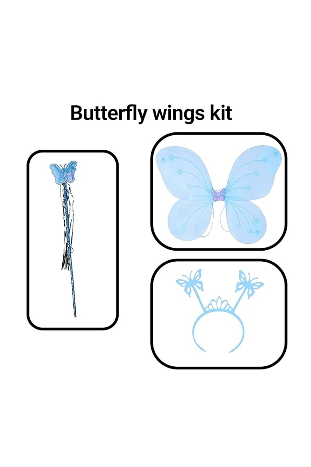 Go İthalat Kelebek Kanadı Tacı Asası Mavi̇ Renk (4457)