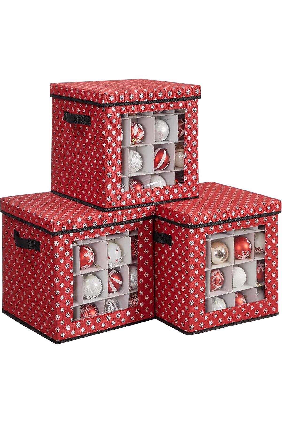 Lvnshop Saklama Kutuları, 3 L&uuml; Set, Katlanır Kutular, Kutu Başına 64 K&uuml;&ccedil;&uuml;k B&ouml;lme, Esnek Ayırma Duvar