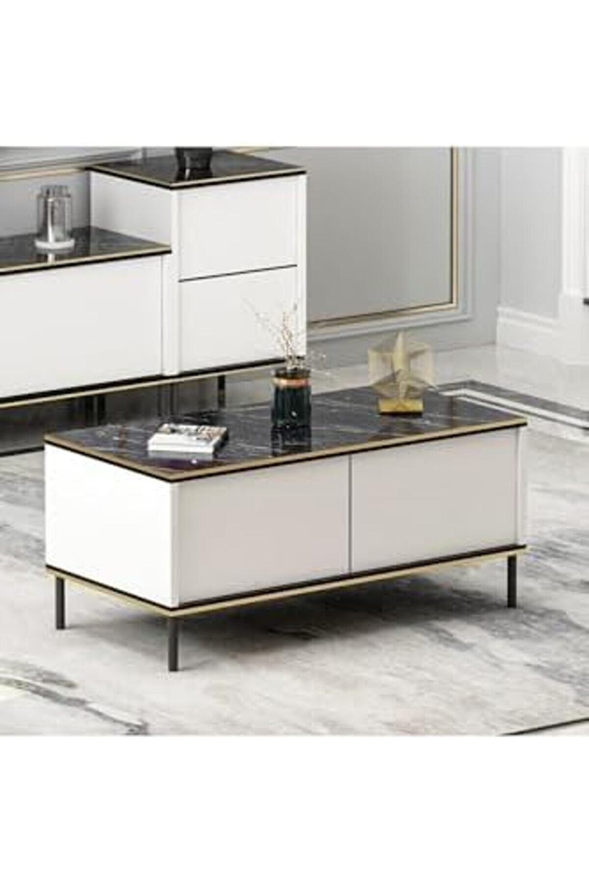 Di̇zayn Imaj Orta Sehpa Beyaz (Mermer Desen)