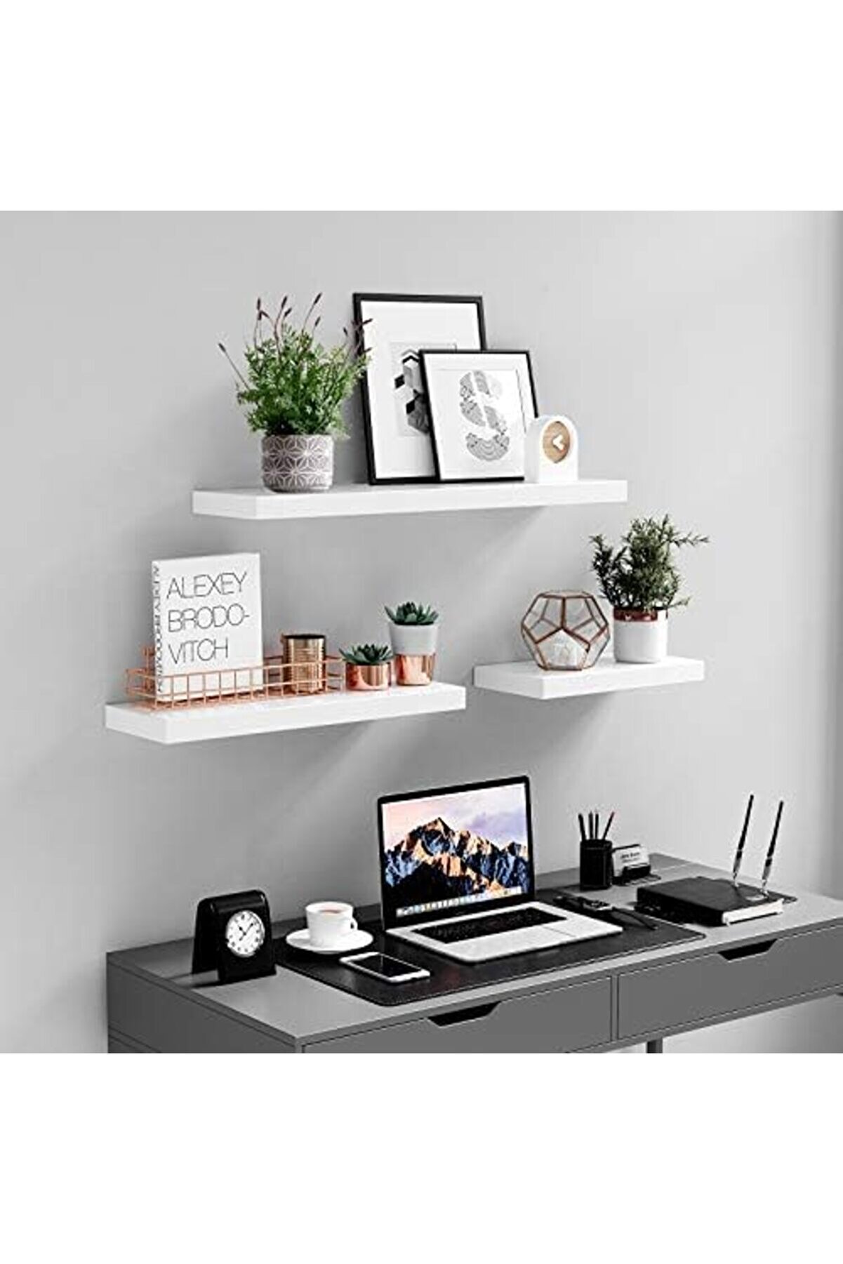 Lvnshop Y&uuml;zer Raf, Fotoğraflar İ&ccedil;i̇n Duvar Rafı, 60 Cm, Dekorasyon, Oturma Odası, Mutfak, Kori̇dor, Ya