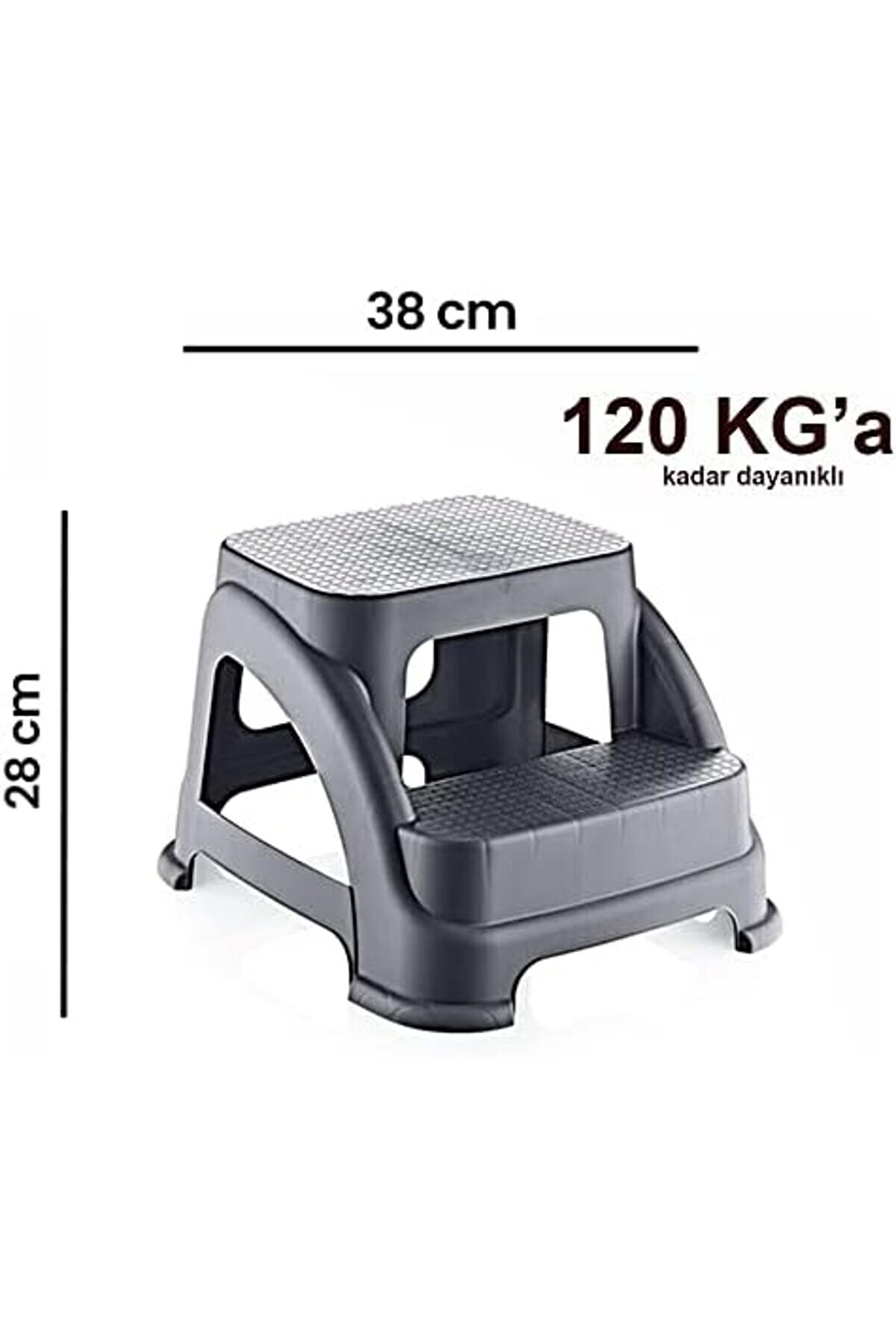 Flashtrend İki̇ Basamaklı Kaymaz Tabure - 120 Kg Taşıma Kapasi̇teli̇ - Basamaklı Tabure - Sert Plasti̇k