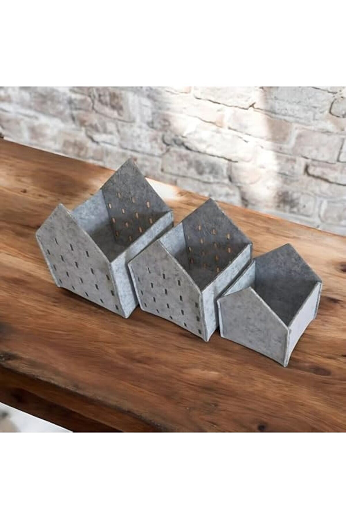 Lvnshop 3’Lü Keçe Saklama Kutusu – Dekorati̇f Organi̇zer Sepet Seti̇, Farklı Boyutlarda Çok Amaçlı Keçe