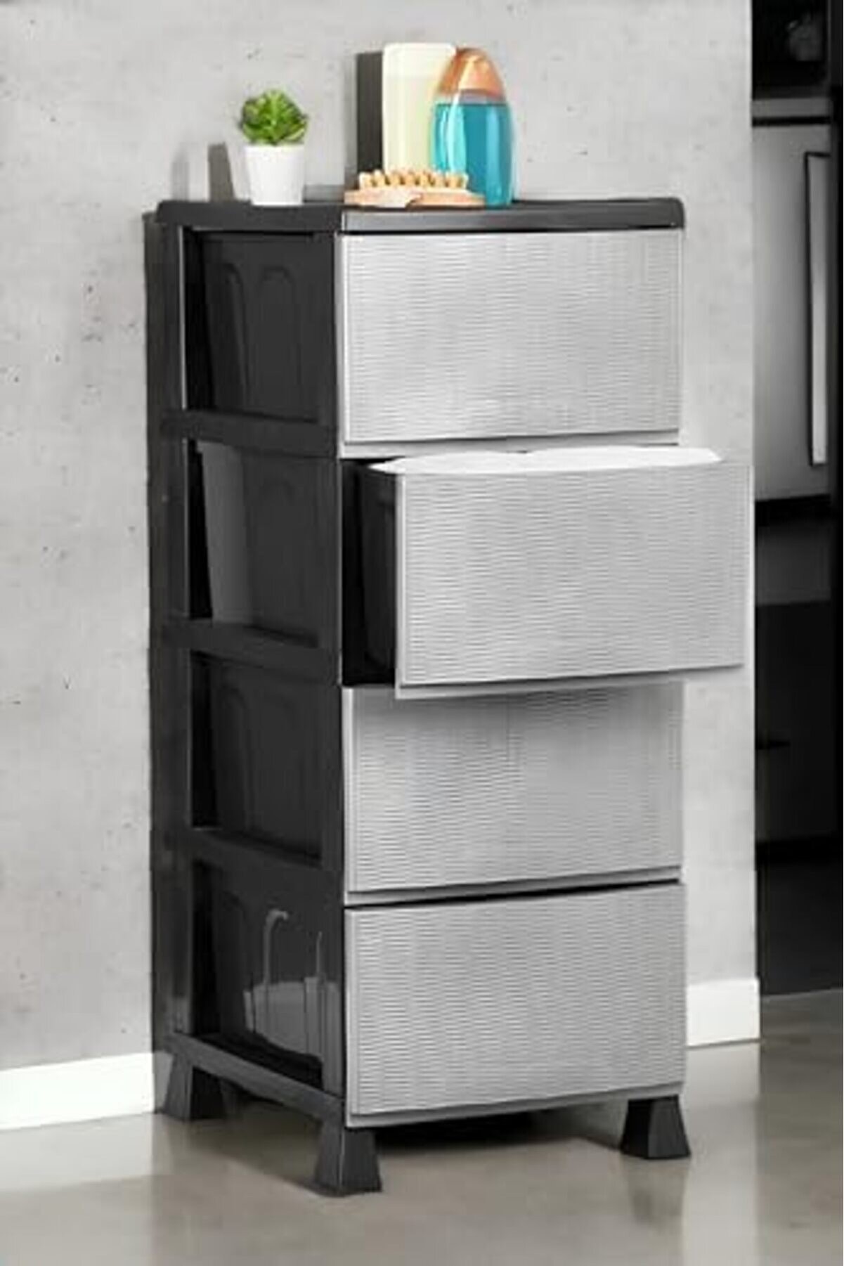 Gçavm Büyük Boy 4 Katlı Hasır Kapaklı Çok Amaçlı Şi̇fonyer Sebzeli̇k Komodi̇n Düzenleyi̇ci̇ |