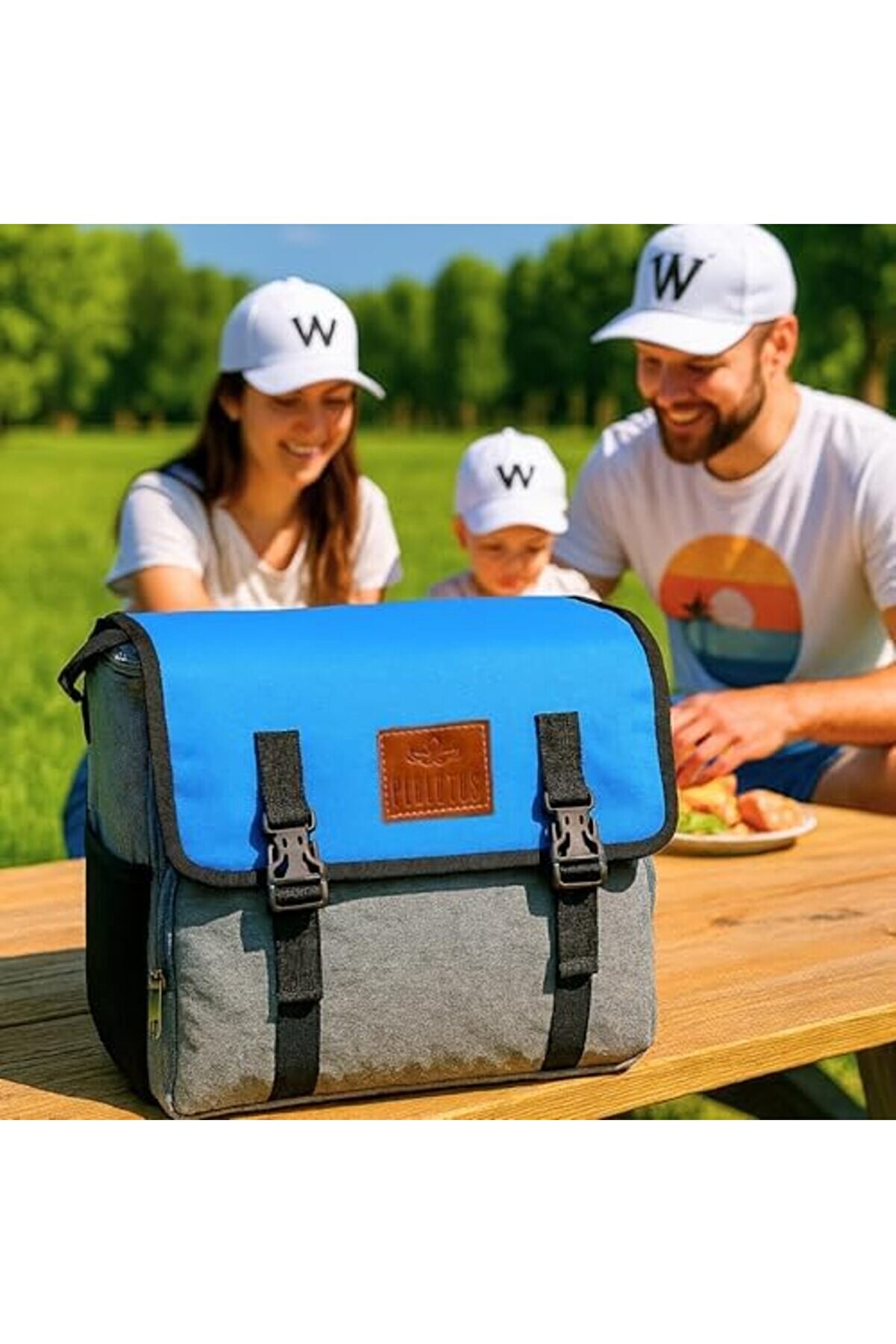 Tknszrshop Yalıtımlı Termos Pi̇kni̇k Kamp Çantası Büyük Boy 16 Lt Su Geçi̇rmez İki̇ Renkli̇ Gri̇