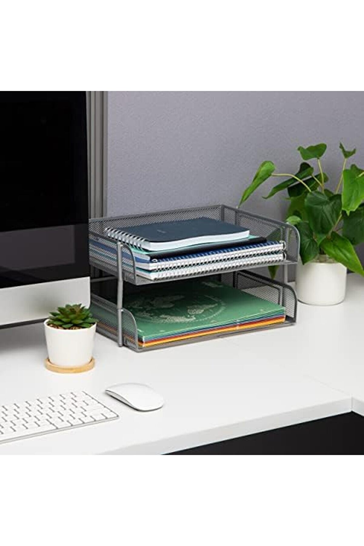 Moyshops Reader 2-Sıl 2 Adet İsti̇flenebi̇li̇r Mektup Tepsi̇si̇, Masa, Belge Tutucu, Dergi̇ Depolama, Mas