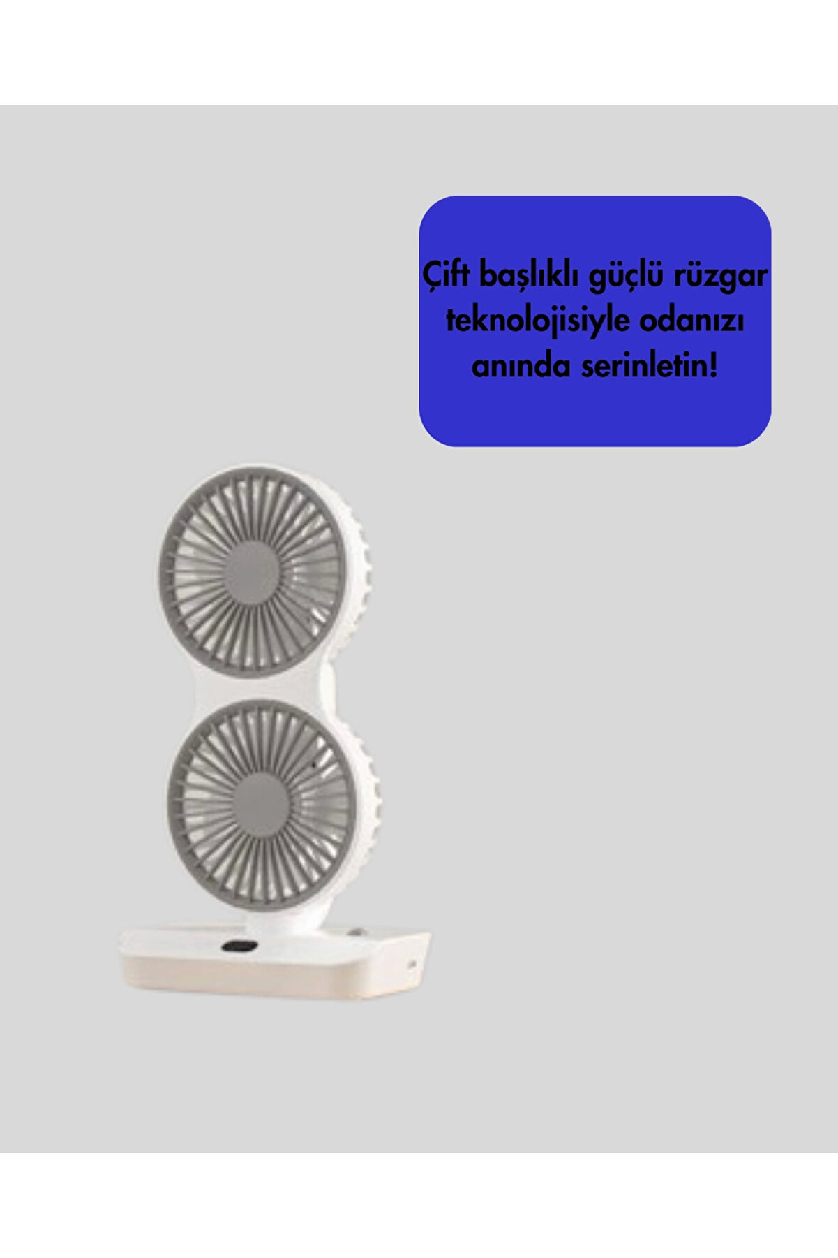 Sessi̇z Çalışan Usb Şarjlı Çi̇ft Kafalı Masaüstü Fan – Ev Ve Ofi̇s İçi̇n