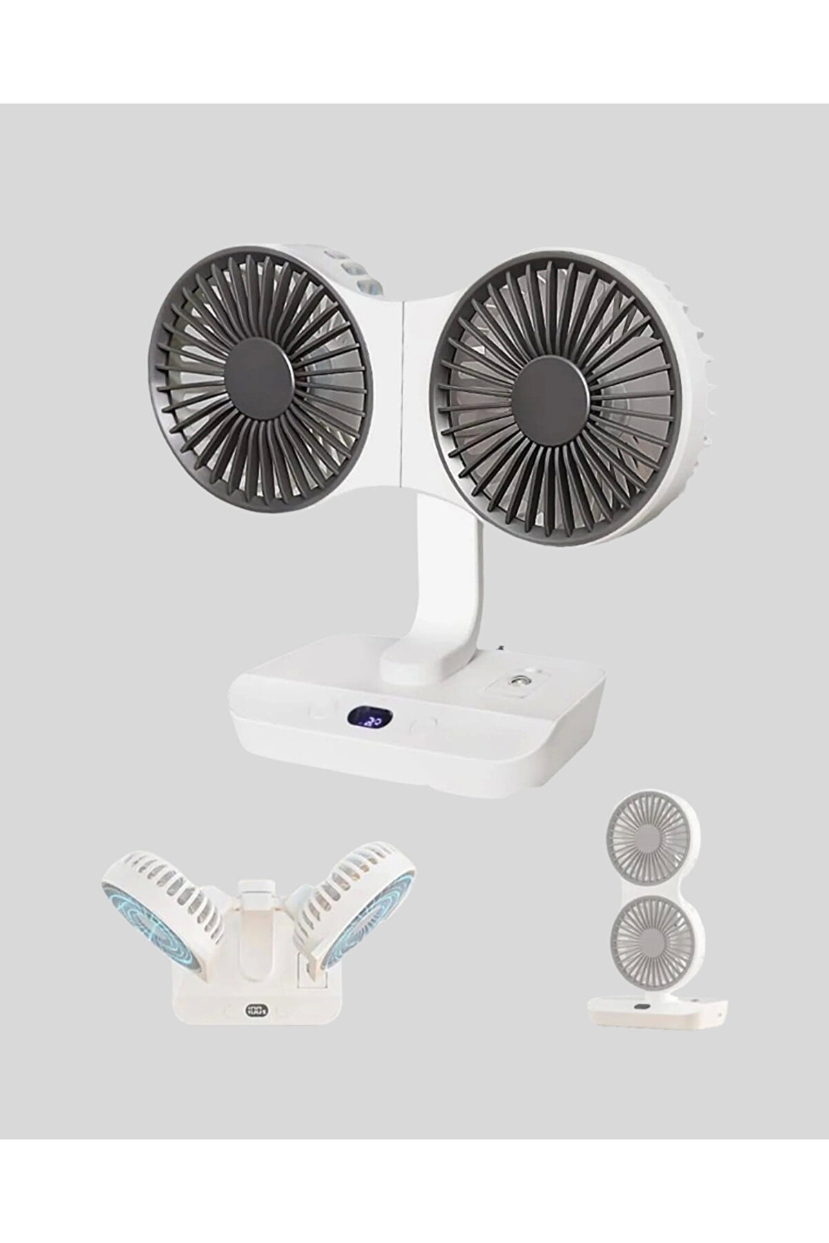 Sessi̇z Çalışan Usb Şarjlı Çi̇ft Kafalı Masaüstü Fan – Ev Ve Ofi̇s İçi̇n