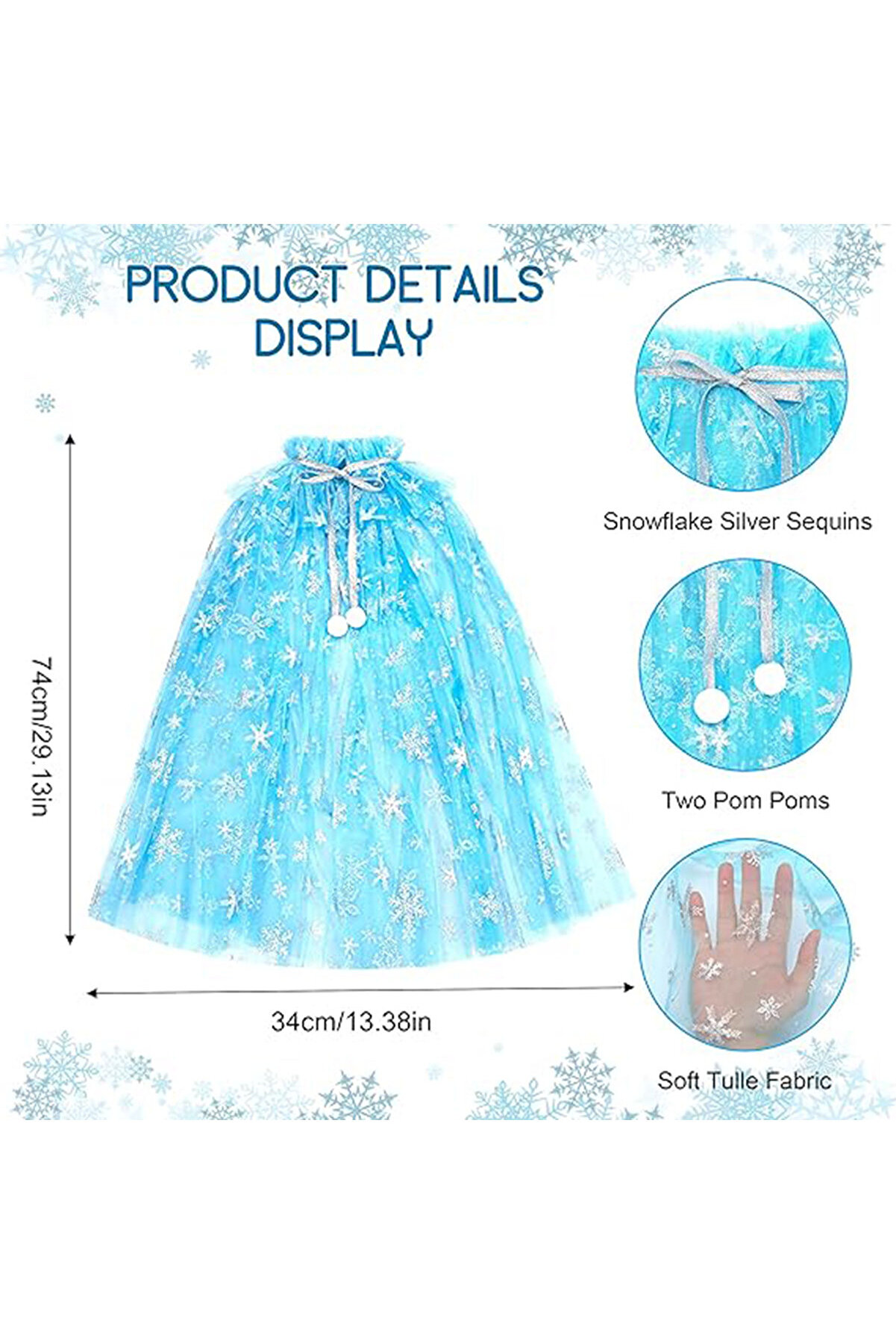Ethab Ti̇caret Karlar &Uuml;lkesi̇ Elsa Frozen Mavi̇ Peleri̇n &ndash; 80 Cm &Ccedil;ocuk Peleri̇ni̇