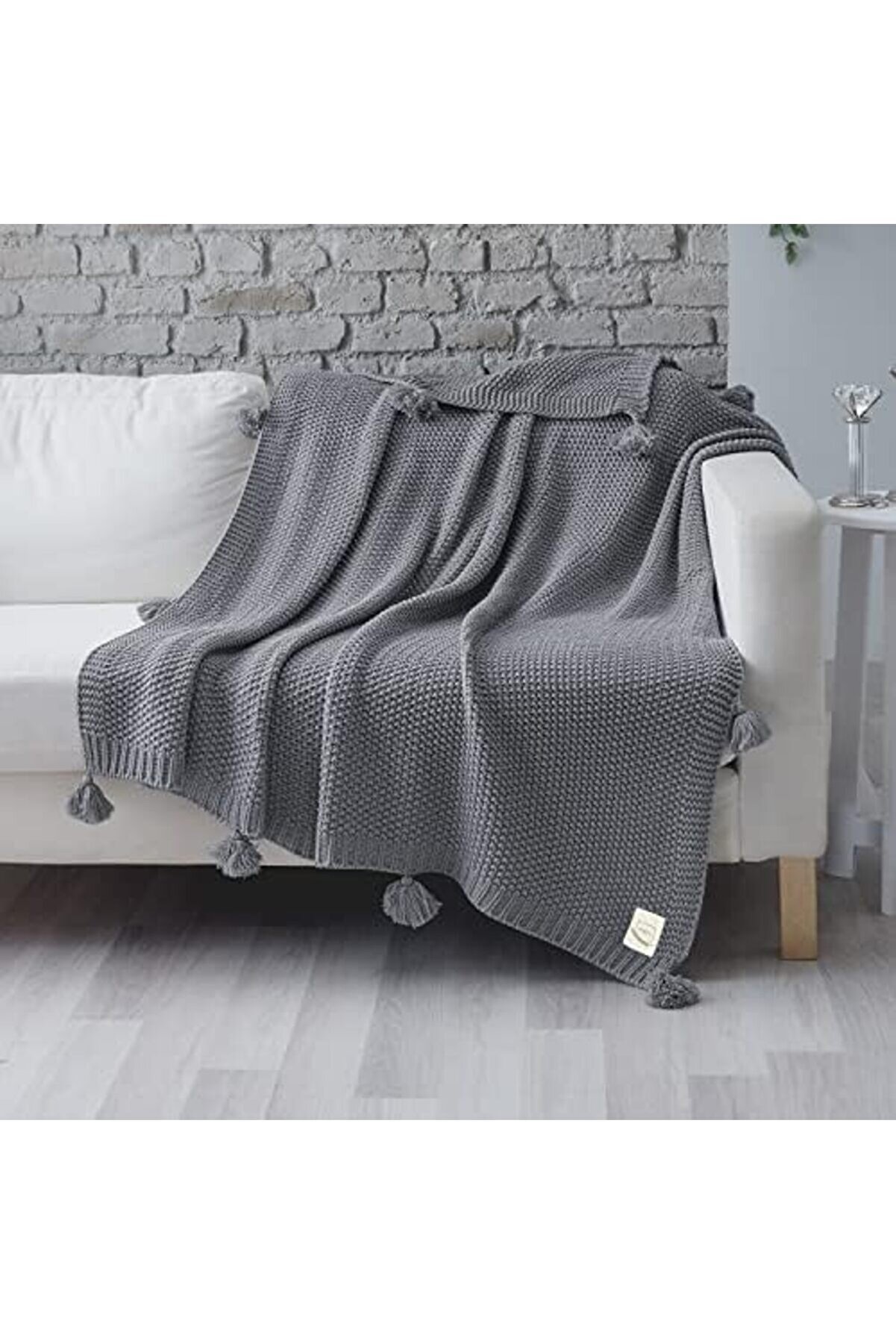 Coco Pi̇ri̇nç Örgü Ponponlu Tri̇ko Tv Battani̇yesi̇ Koltuk Şalı | Koltuk Örtüsü | Yatak Örtüsü