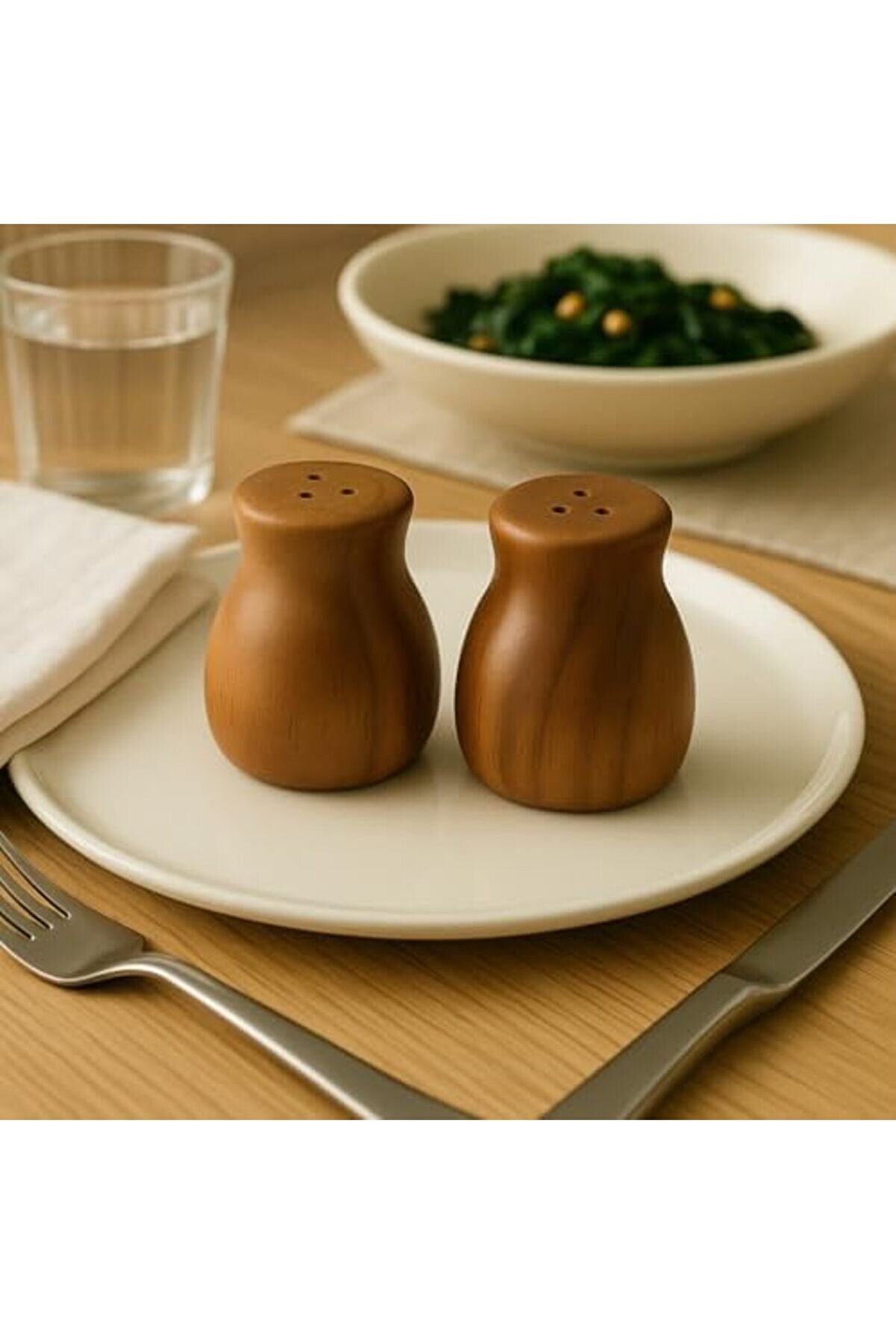 Lvnshop El Yapımı 2 Li̇ Bambu Ve Akasya Ağacı Tuzluk Karabi̇berli̇k Seti̇ – Ahşap, Şık Sofra Sunumu İçi̇n