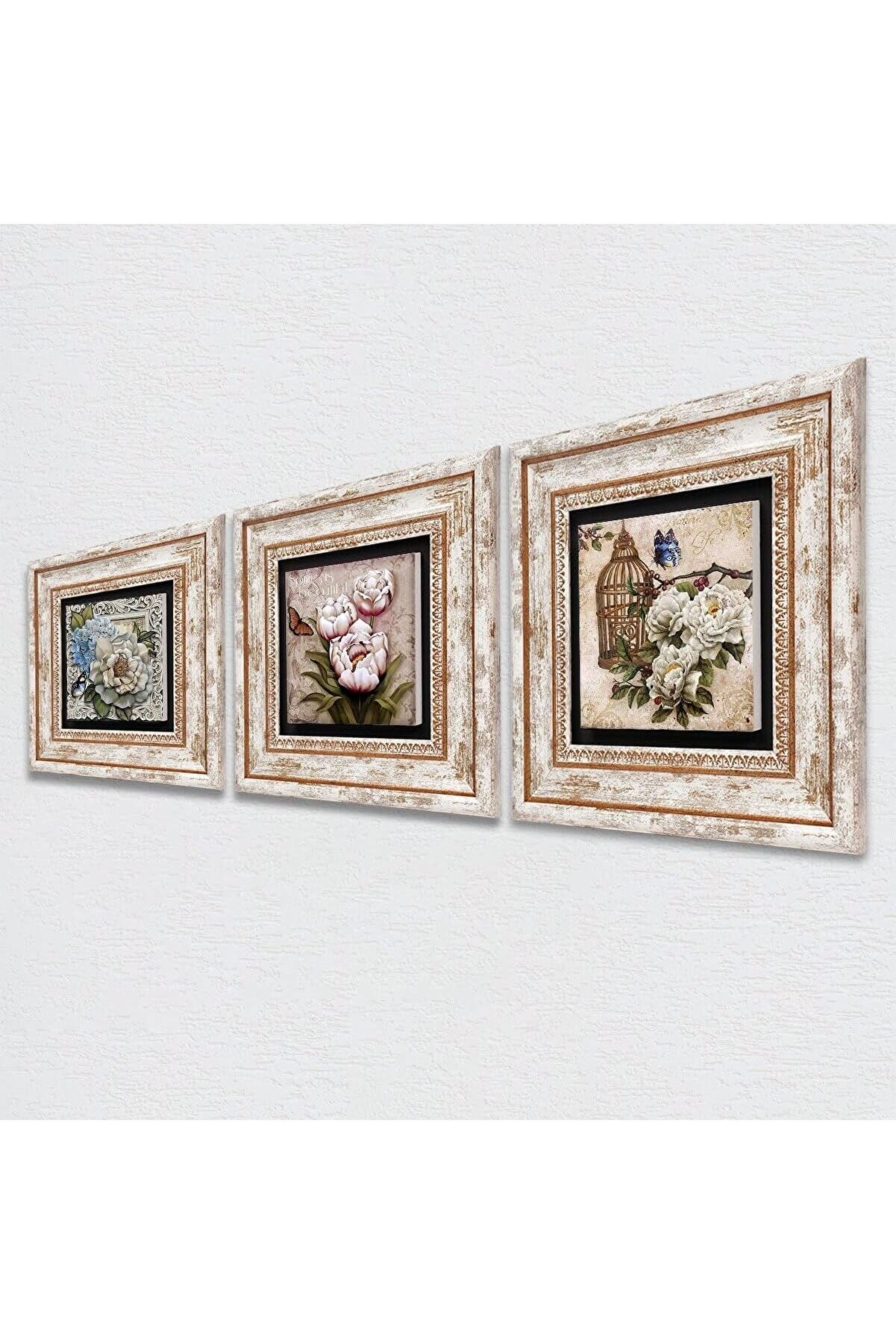 STOREMAX Stone Kelebekli Çiçek Taş Duvar Tablosu - Çerçeveli Taş Tablo - Dekoratif Duvar Sanat