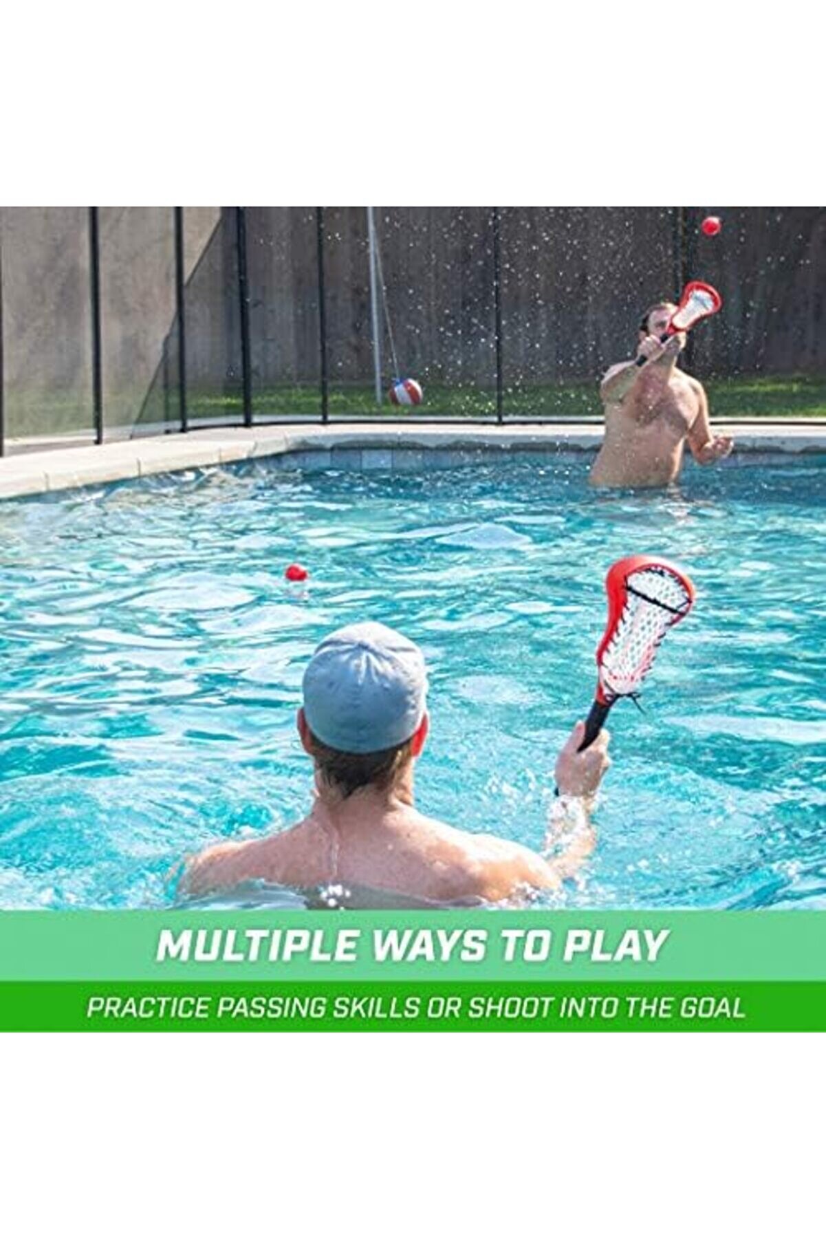 Snshop Lakros Yüzen Havuz Oyun Seti̇ - Havuz Lakros Kalesi̇, 2 Su Lakros Çubuğu Ve 4 Yumuşak Kauç